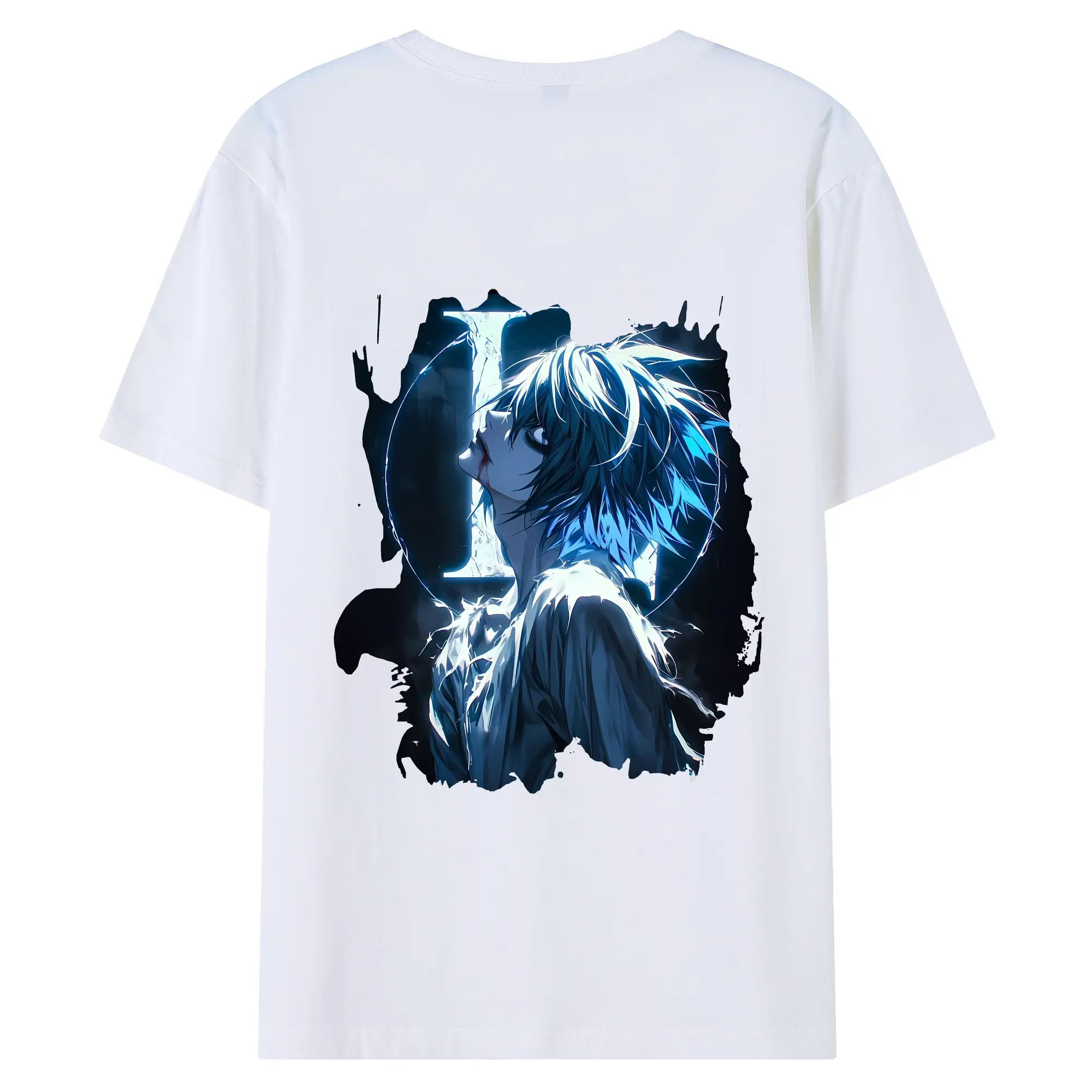 デスノート グッズ,L - 綿100％ 半袖Tシャツ ・ バックプリント ・ 快適 通気性 ・ 日常使い 散歩 スポーツ用