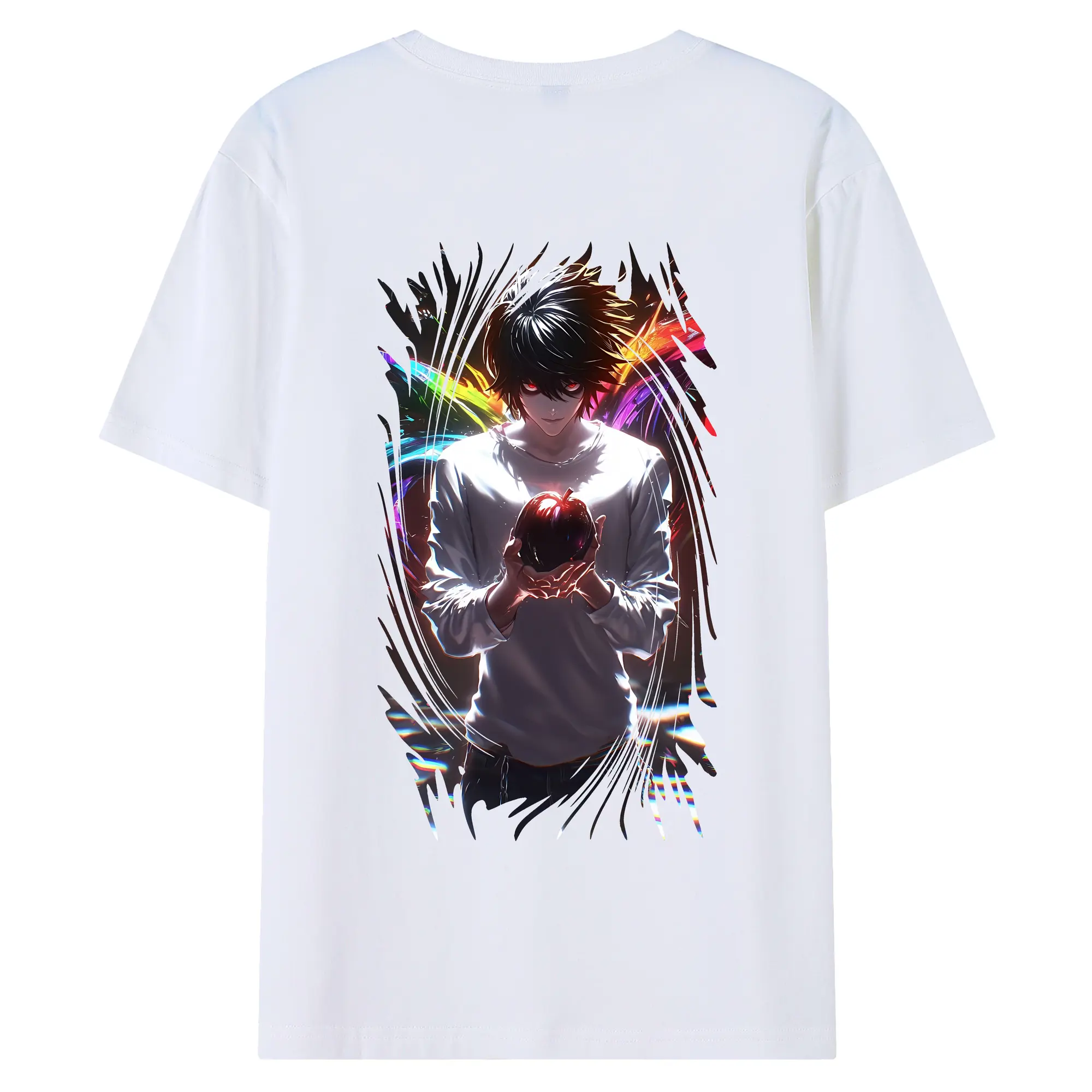 デスノート グッズ,L - 綿100％ 半袖Tシャツ ・ バックプリント ・ 快適 通気性 ・ 日常使い 散歩 スポーツ用