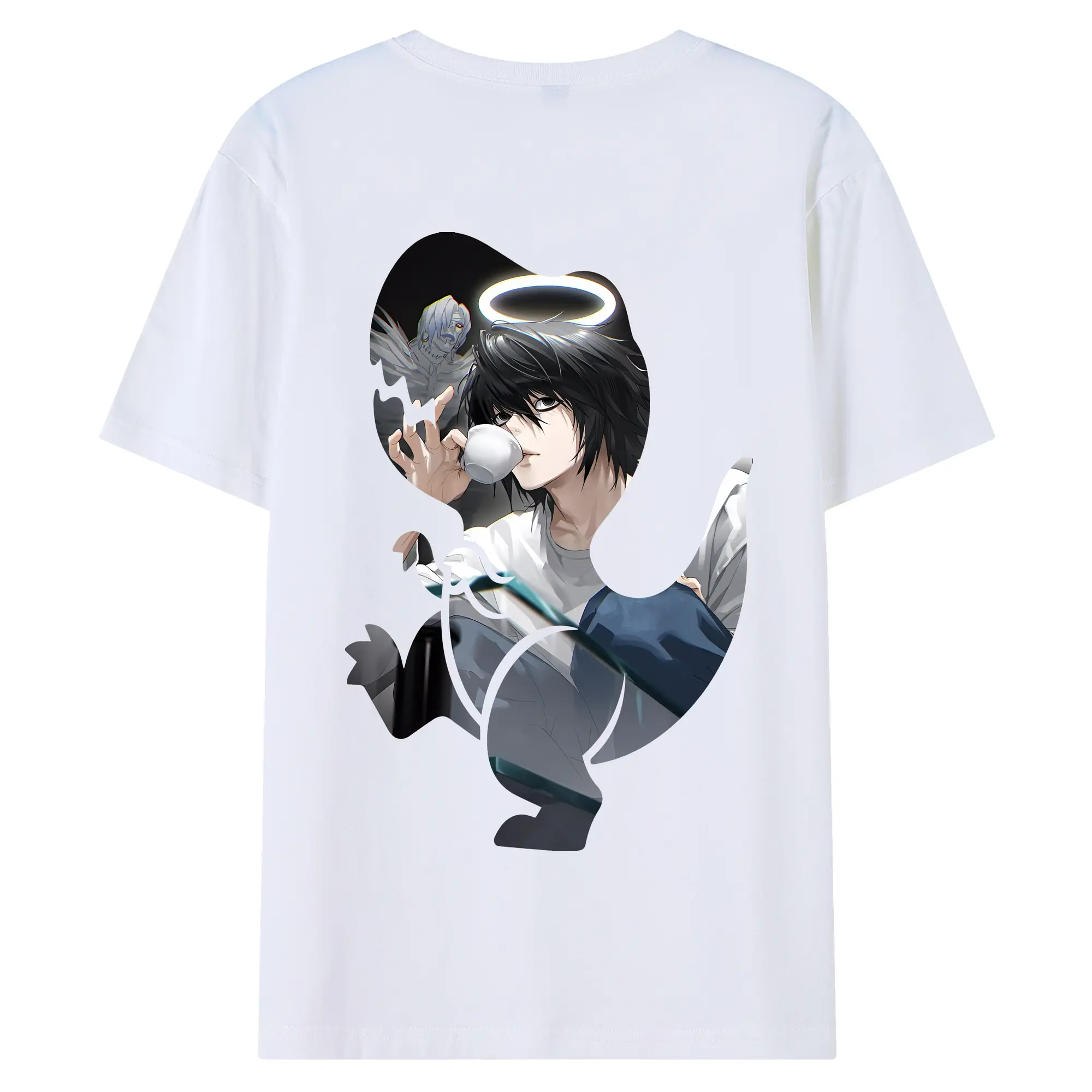 デスノート グッズ,L - 綿100％ 半袖Tシャツ ・ バックプリント ・ 快適 通気性 ・ 日常使い 散歩 スポーツ用