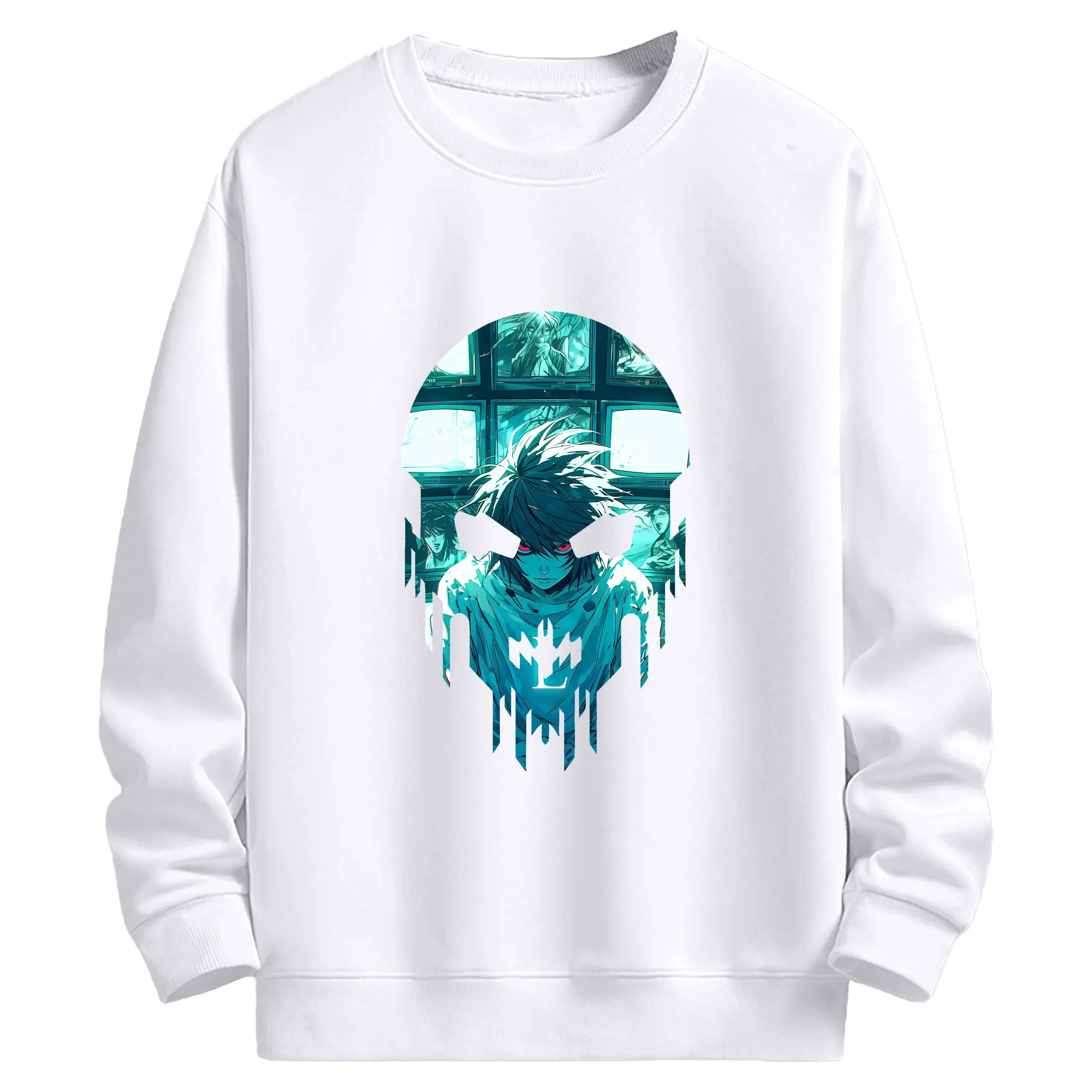 デスノート グッズ,L - 高品質 クルーネック スウェット ・ コットン59％ ポリエステル41％ ・ ユニセックス 長袖 トレーナー ・ カジュアル デイリー スポーツ 散歩用