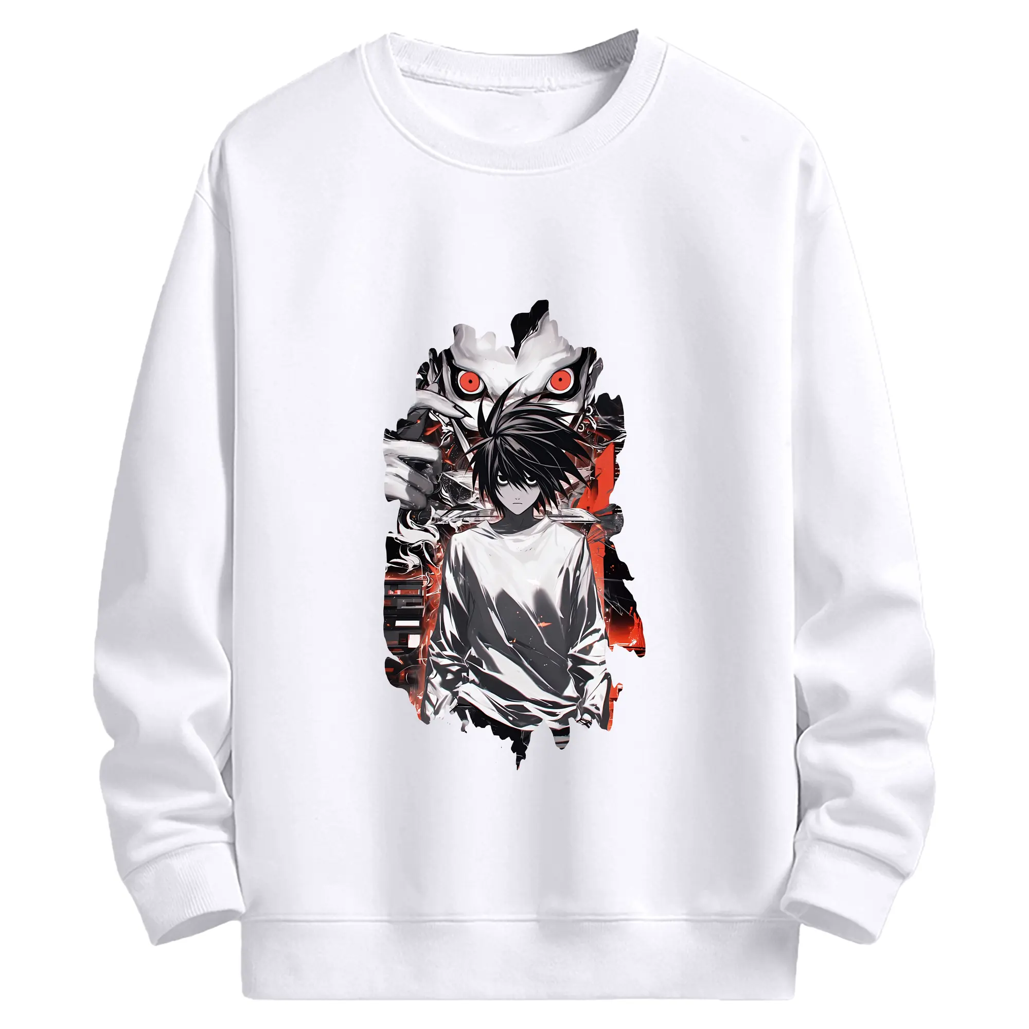 デスノート グッズ,L - 高品質 クルーネック スウェット ・ コットン59％ ポリエステル41％ ・ ユニセックス 長袖 トレーナー ・ カジュアル デイリー スポーツ 散歩用