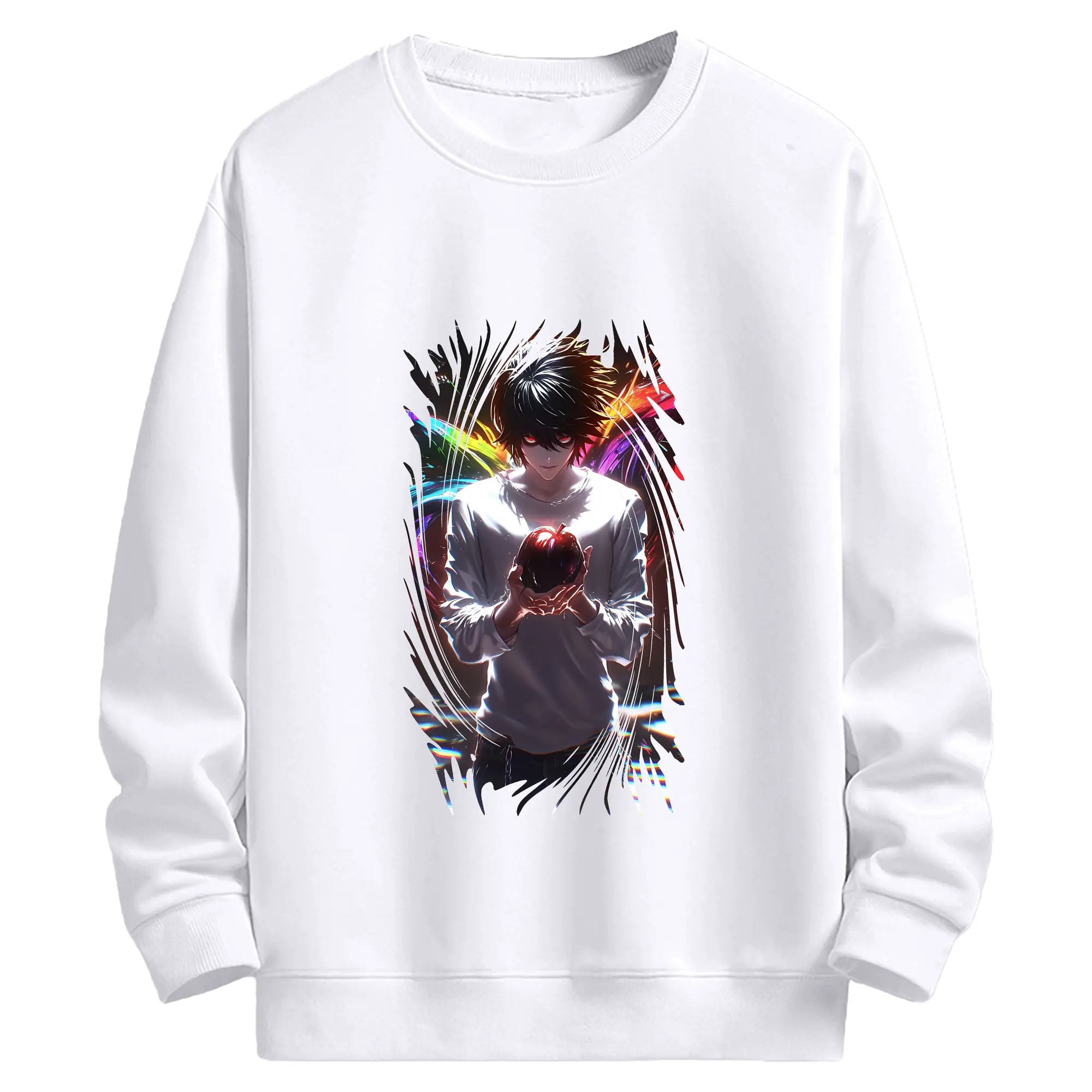 デスノート グッズ,L - 高品質 クルーネック スウェット ・ コットン59％ ポリエステル41％ ・ ユニセックス 長袖 トレーナー ・ カジュアル デイリー スポーツ 散歩用