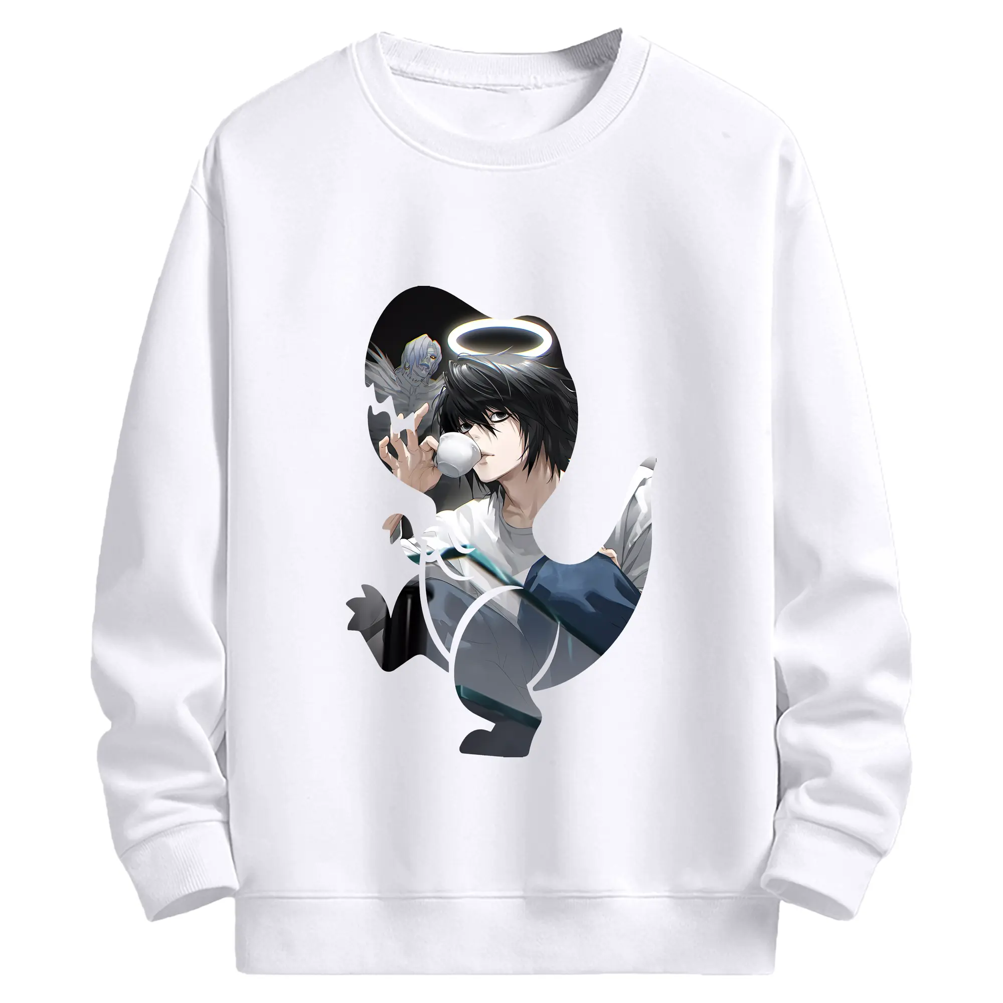 デスノート グッズ,L - 高品質 クルーネック スウェット ・ コットン59％ ポリエステル41％ ・ ユニセックス 長袖 トレーナー ・ カジュアル デイリー スポーツ 散歩用
