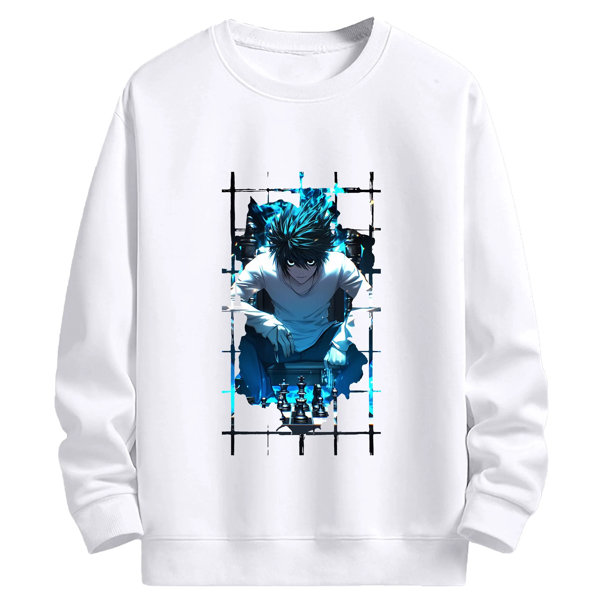 デスノート グッズ,L - 高品質 クルーネック スウェット ・ コットン59％ ポリエステル41％ ・ ユニセックス 長袖 トレーナー ・ カジュアル デイリー スポーツ 散歩用