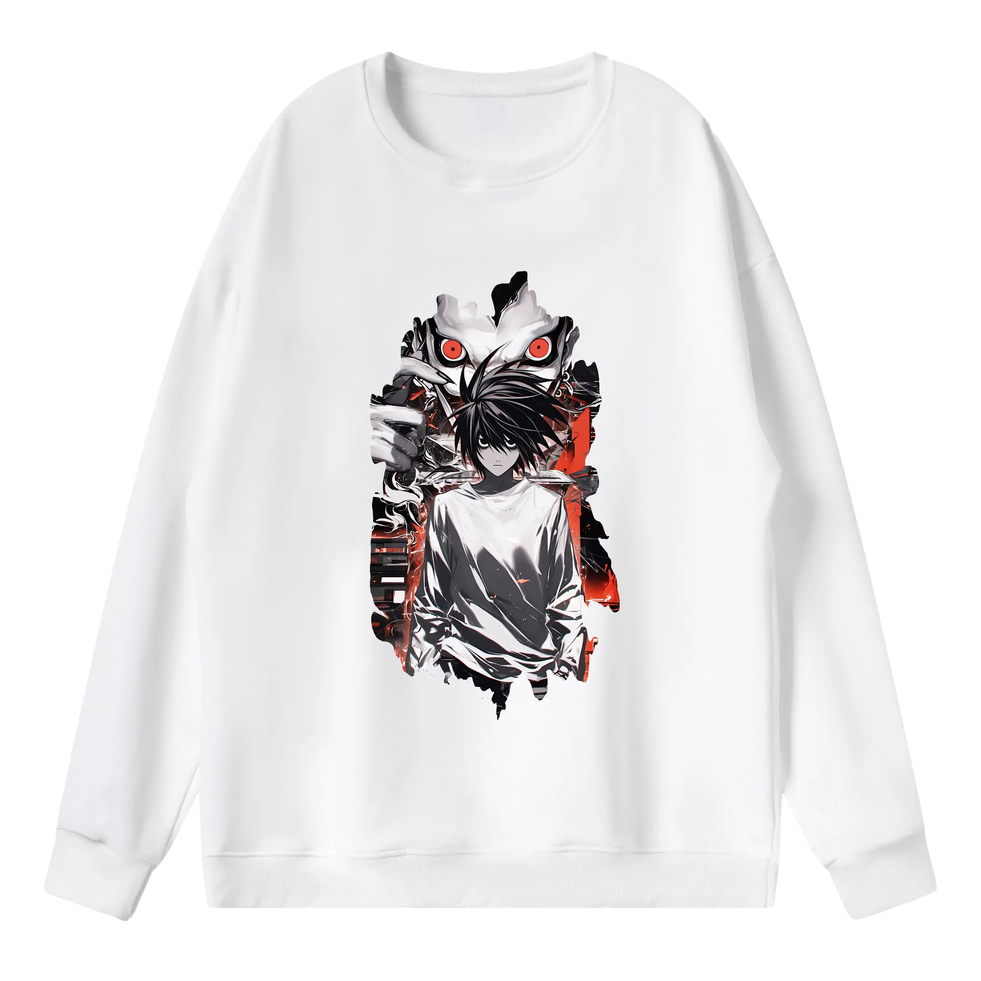 デスノート グッズ,L - 薄手 クルーネック スウェット 裏毛260g · ポリエステル 春秋向け カジュアル 男女兼用 · トレーナー デイリー スポーツ 散歩に最適