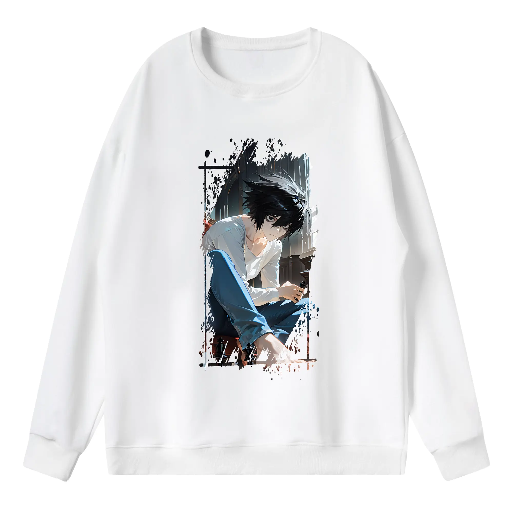 デスノート グッズ,L - 薄手 クルーネック スウェット 裏毛260g · ポリエステル 春秋向け カジュアル 男女兼用 · トレーナー デイリー スポーツ 散歩に最適