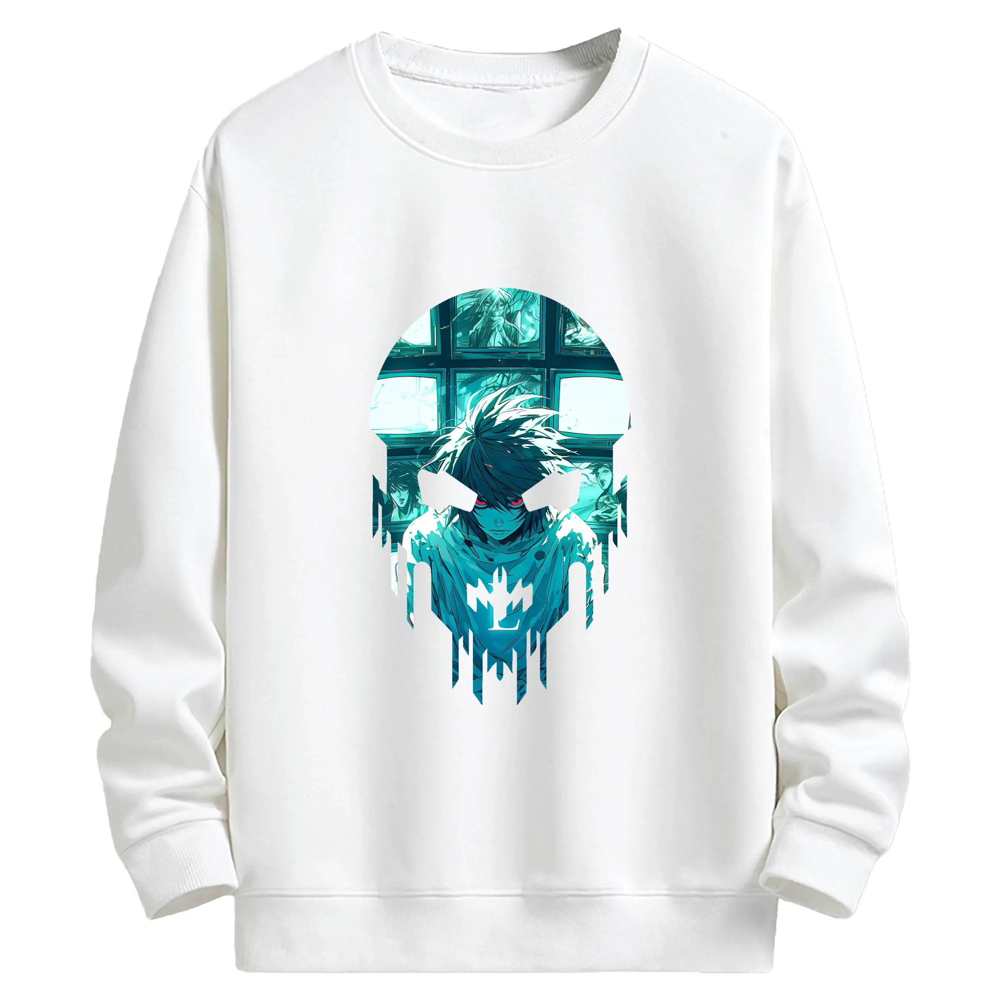 デスノート グッズ,L - キッズ クルーネックスウェットシャツ ・ フロントプリント ・ 綿80％ ポリエステル20％ ・ 快適 通学 スポーツ 日常使い お散歩用