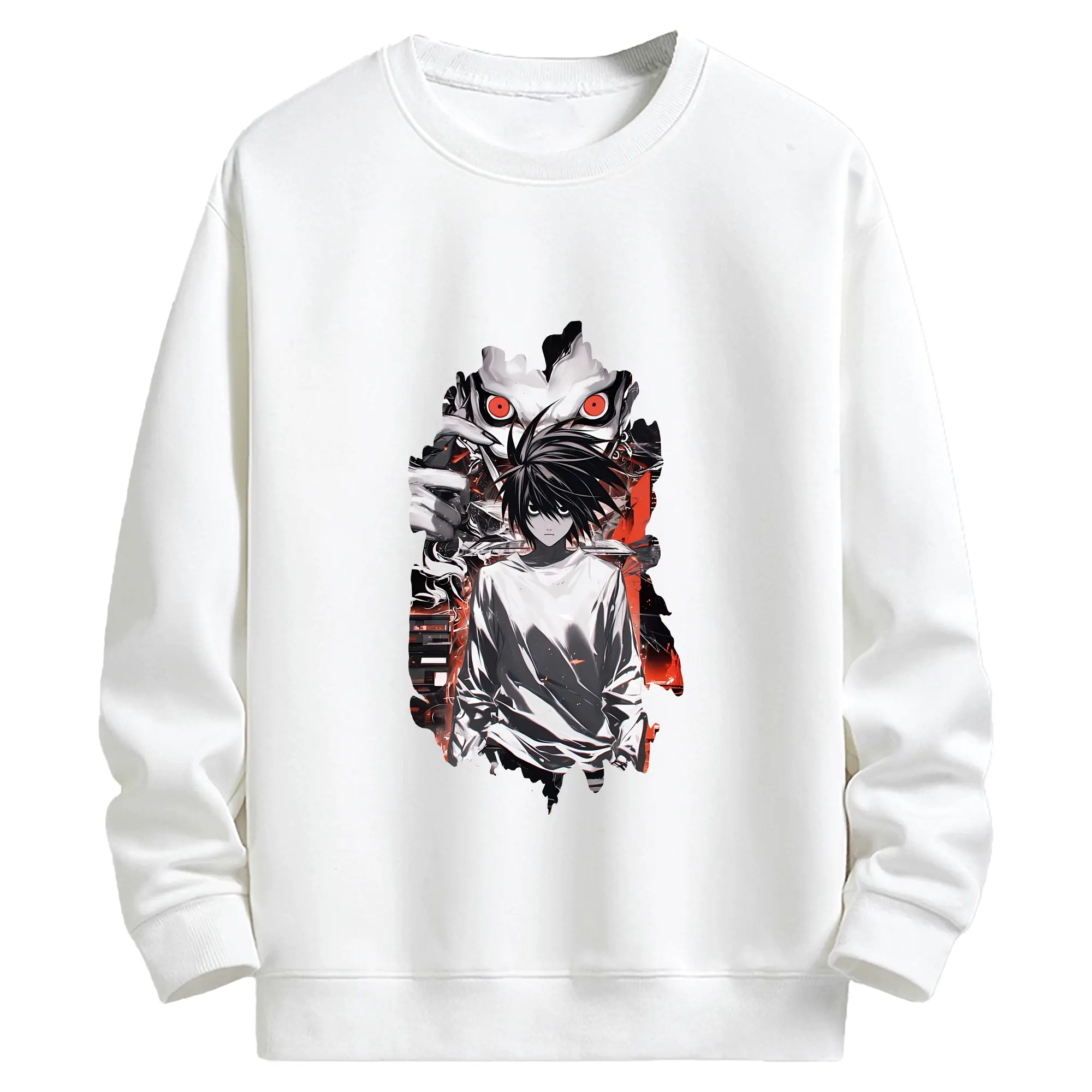 デスノート グッズ,L - キッズ クルーネックスウェットシャツ ・ フロントプリント ・ 綿80％ ポリエステル20％ ・ 快適 通学 スポーツ 日常使い お散歩用