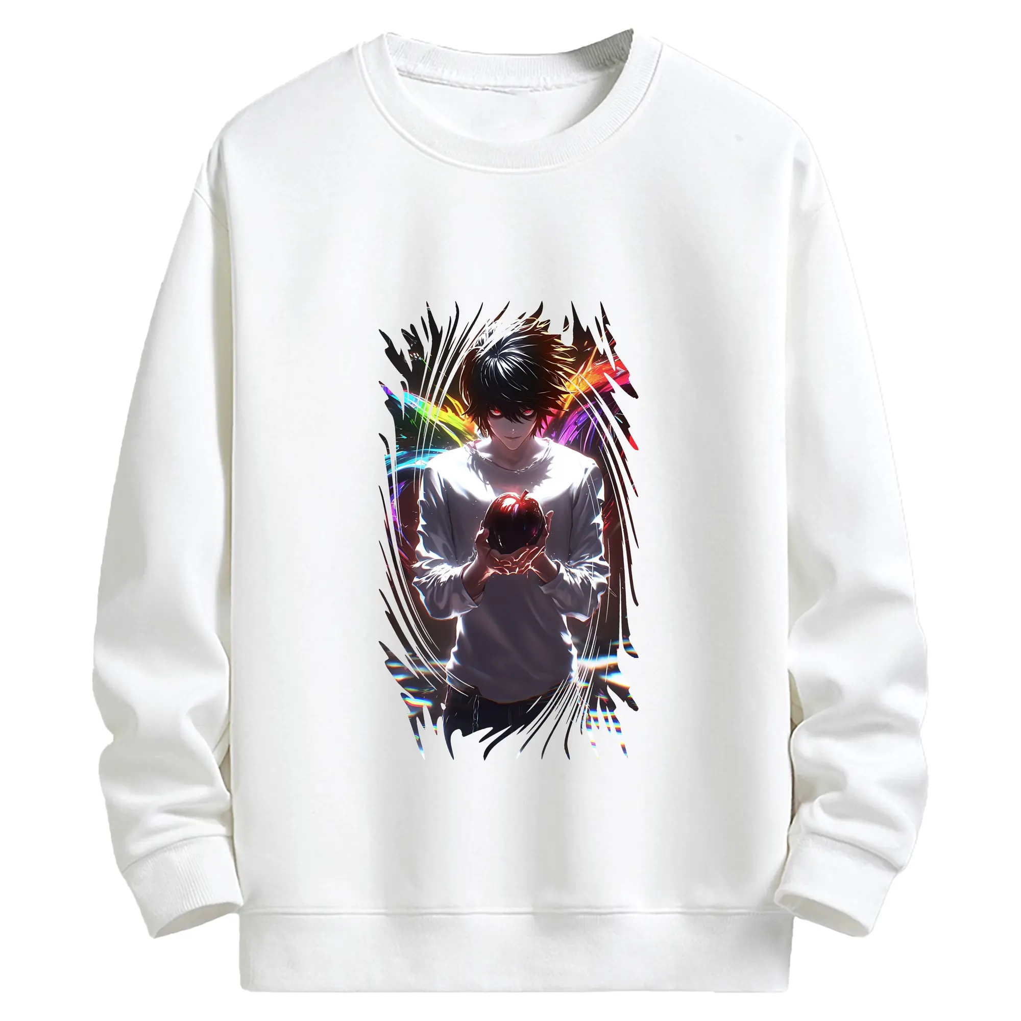 デスノート グッズ,L - キッズ クルーネックスウェットシャツ ・ フロントプリント ・ 綿80％ ポリエステル20％ ・ 快適 通学 スポーツ 日常使い お散歩用