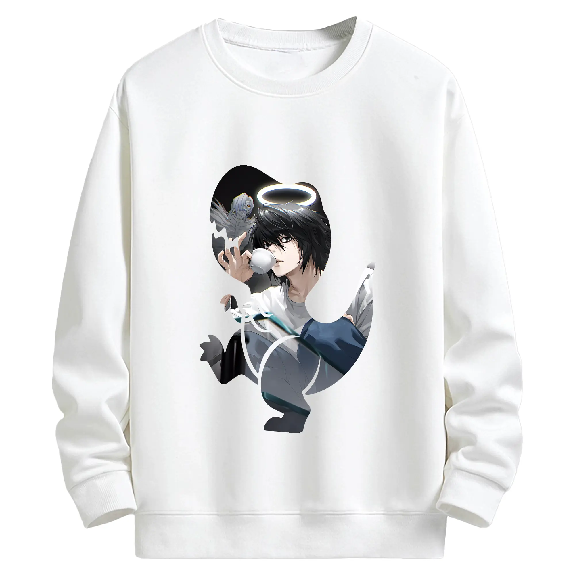 デスノート グッズ,L - キッズ クルーネックスウェットシャツ ・ フロントプリント ・ 綿80％ ポリエステル20％ ・ 快適 通学 スポーツ 日常使い お散歩用