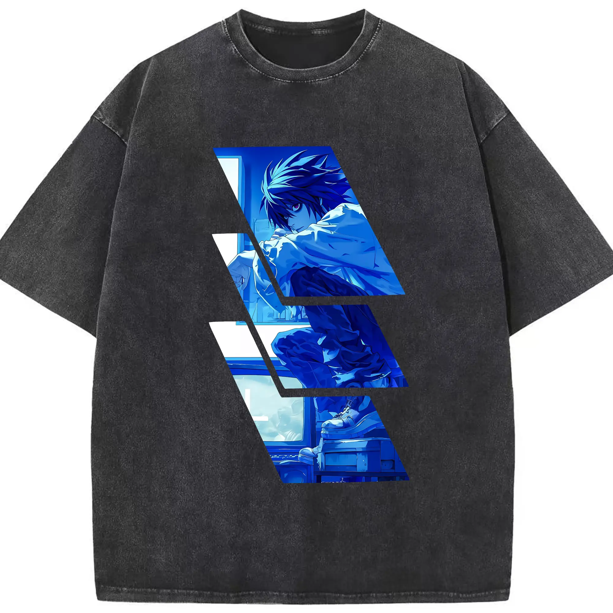 デスノート グッズ,L - 綿100％ ヴィンテージ風 半袖Tシャツ ・ フロントプリント ・ 柔らか肌触り ・ 通気性 快適 ・ スポーツ カジュアル 外出用