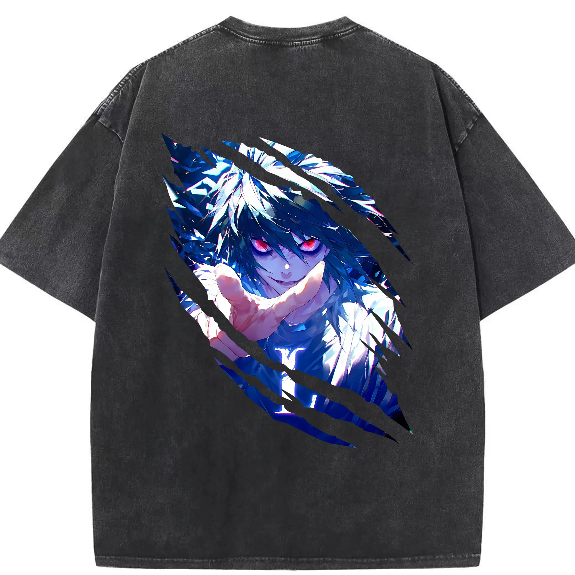 デスノート グッズ,L - 綿100％ ヴィンテージ風 半袖Tシャツ ・ 背面プリント ・ 柔らか肌触り ・ 通気性 快適 ・ スポーツ カジュアル 外出用