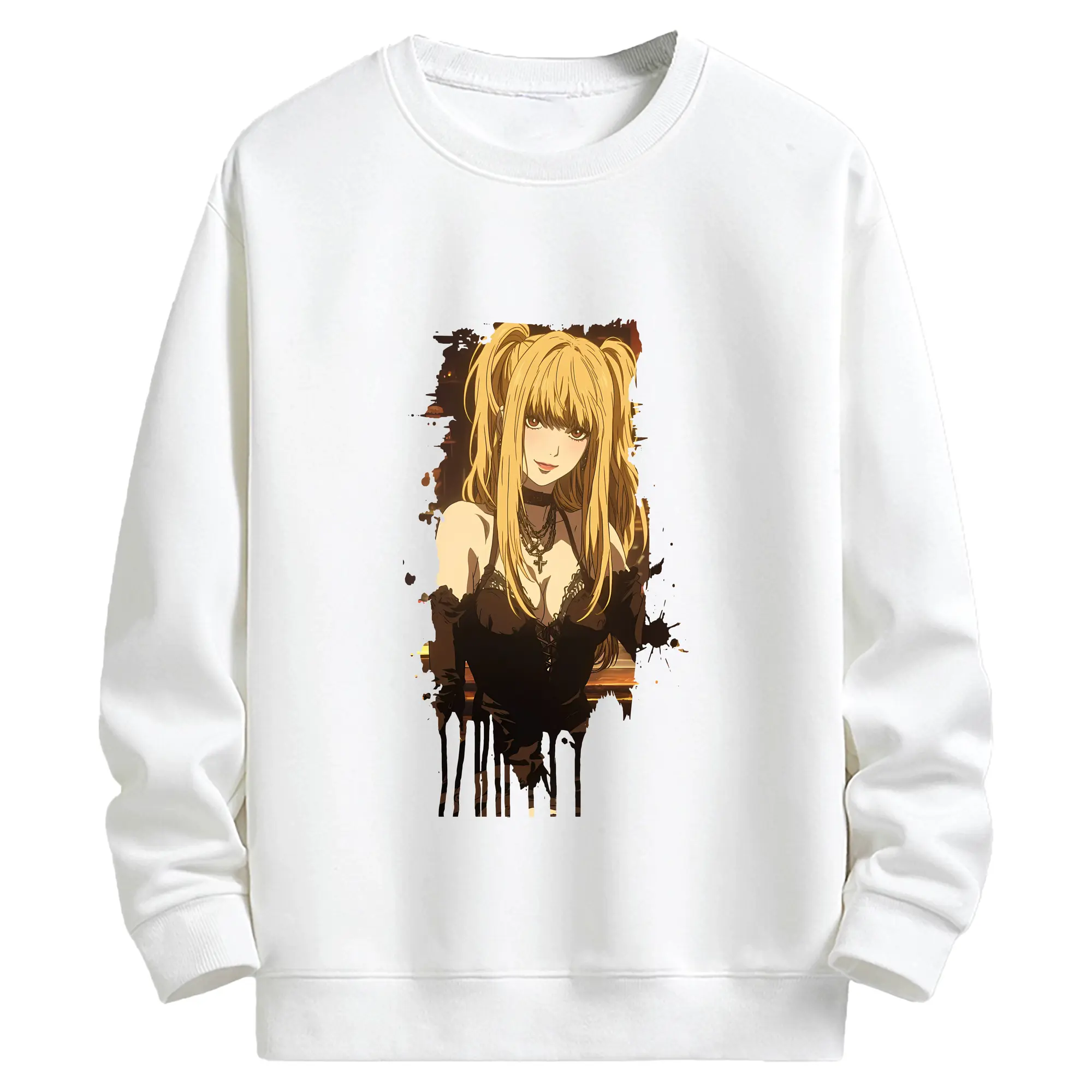 デスノート グッズ,弥海砂 - キッズ クルーネックスウェットシャツ ・ フロントプリント ・ 綿80％ ポリエステル20％ ・ 快適 通学 スポーツ 日常使い お散歩用