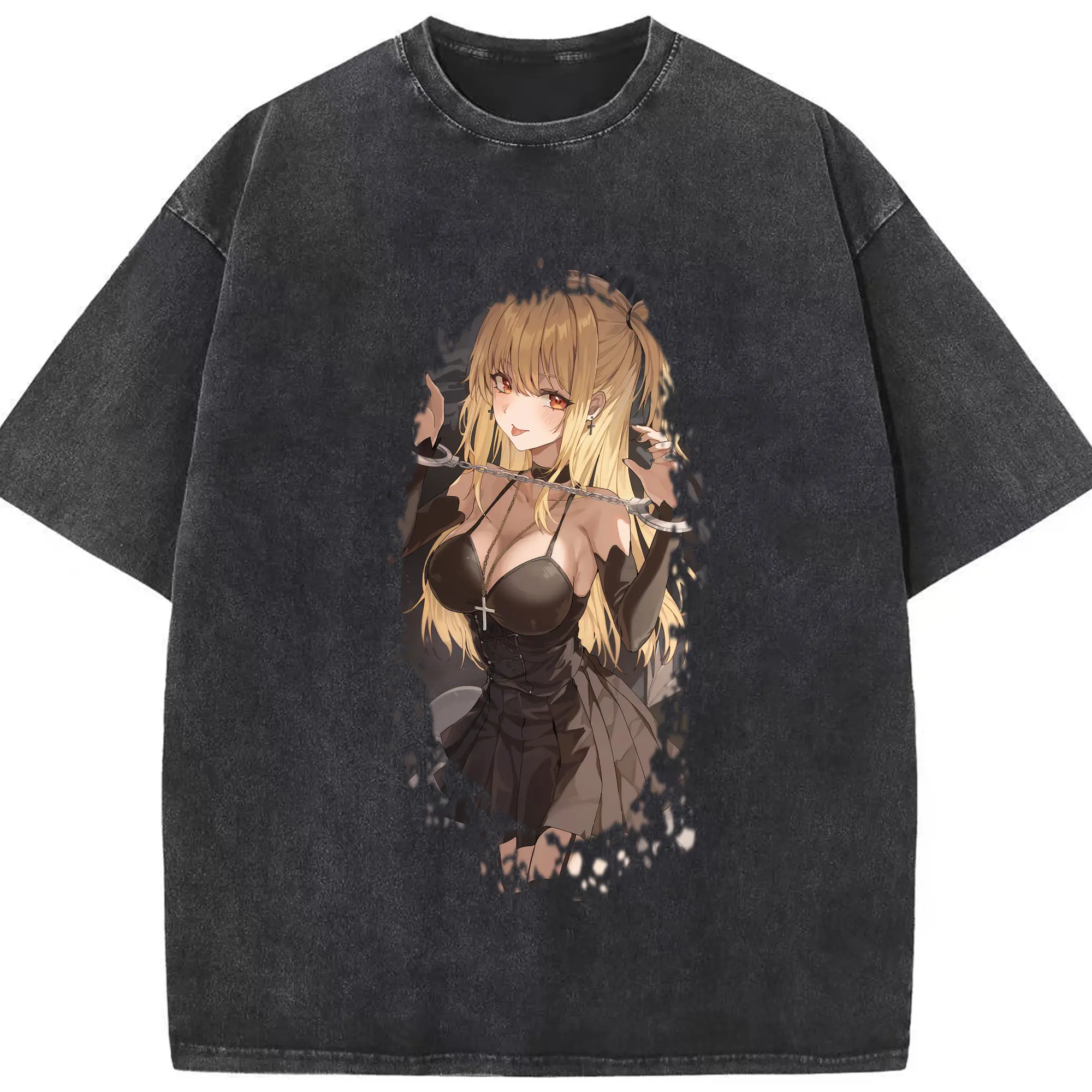 デスノート グッズ,弥海砂 - 綿100％ ヴィンテージ風 半袖Tシャツ ・ フロントプリント ・ 柔らか肌触り ・ 通気性 快適 ・ スポーツ カジュアル 外出用