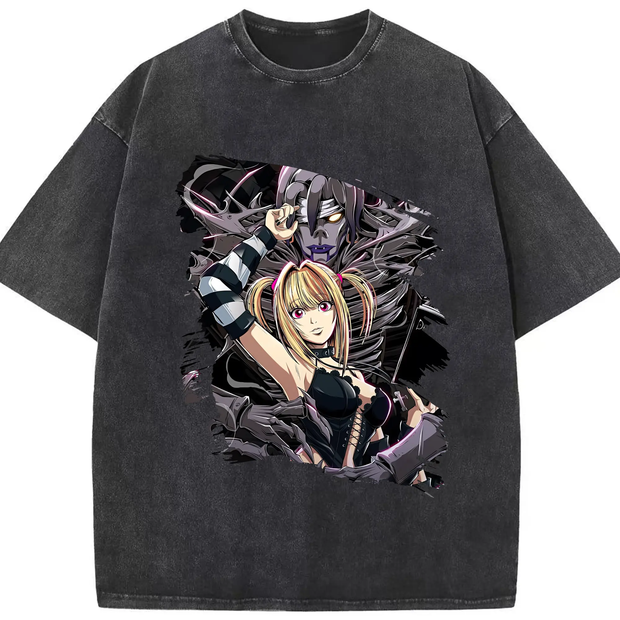 デスノート グッズ,弥海砂 - 綿100％ ヴィンテージ風 半袖Tシャツ ・ フロントプリント ・ 柔らか肌触り ・ 通気性 快適 ・ スポーツ カジュアル 外出用