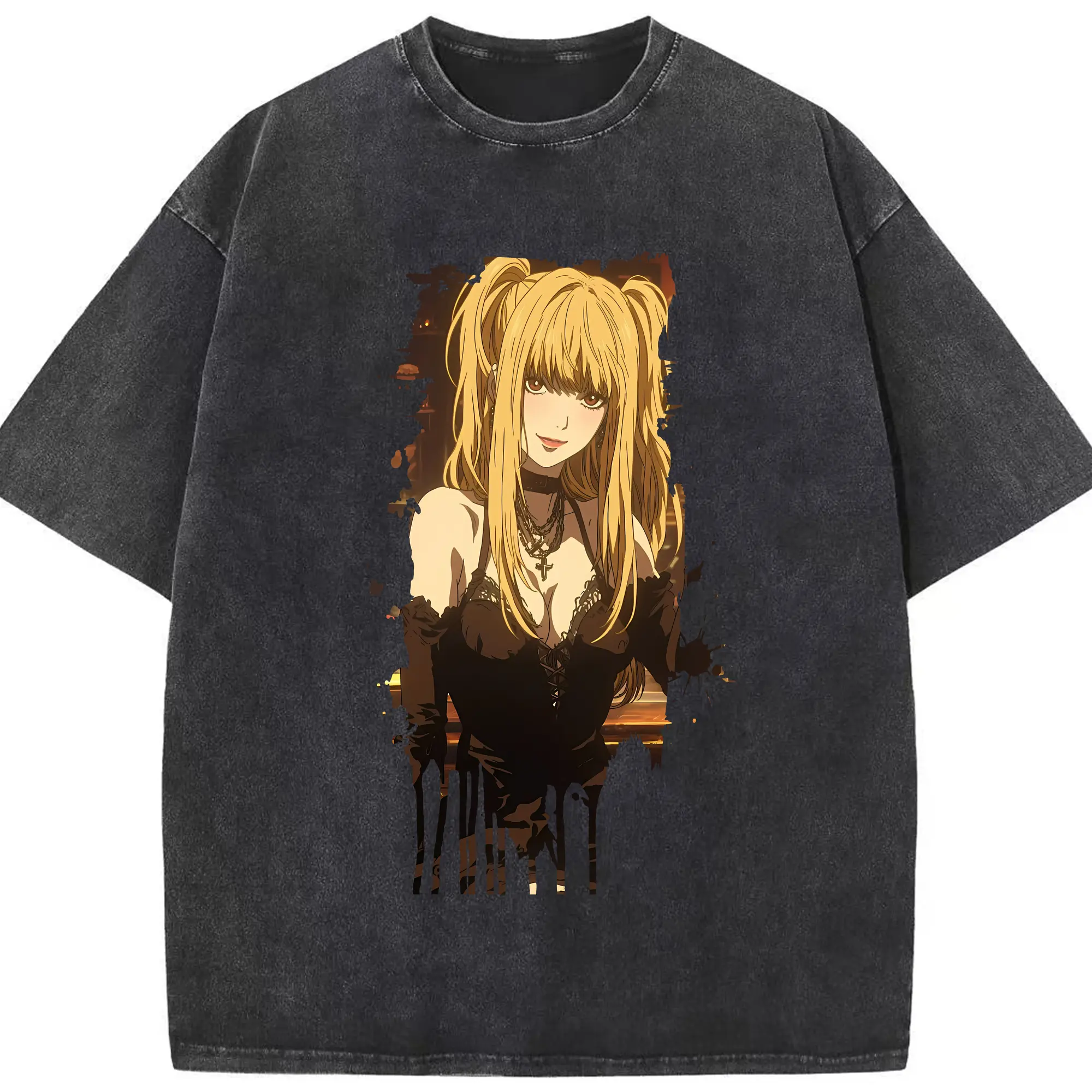 デスノート グッズ,弥海砂 - 綿100％ ヴィンテージ風 半袖Tシャツ ・ フロントプリント ・ 柔らか肌触り ・ 通気性 快適 ・ スポーツ カジュアル 外出用
