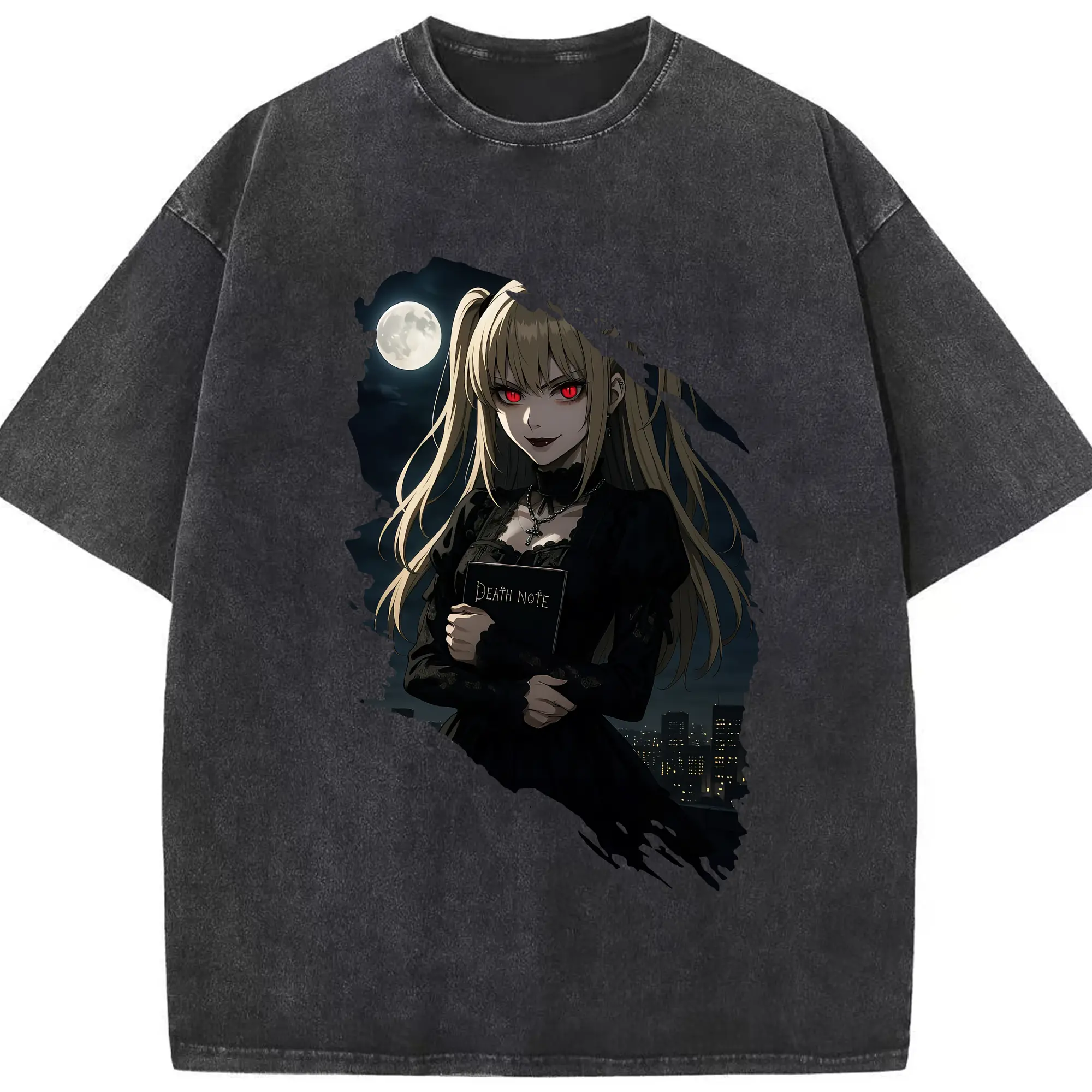 デスノート グッズ,弥海砂 - 綿100％ ヴィンテージ風 半袖Tシャツ ・ フロントプリント ・ 柔らか肌触り ・ 通気性 快適 ・ スポーツ カジュアル 外出用