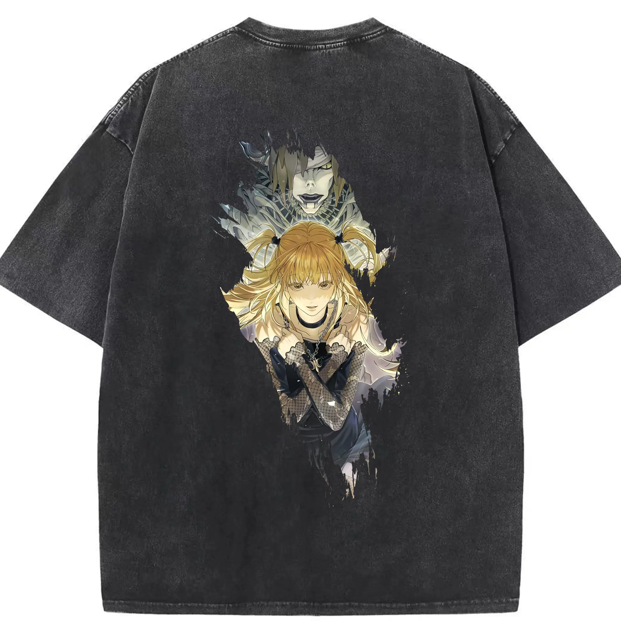 デスノート グッズ,弥海砂 - 綿100％ ヴィンテージ風 半袖Tシャツ ・ 背面プリント ・ 柔らか肌触り ・ 通気性 快適 ・ スポーツ カジュアル 外出用