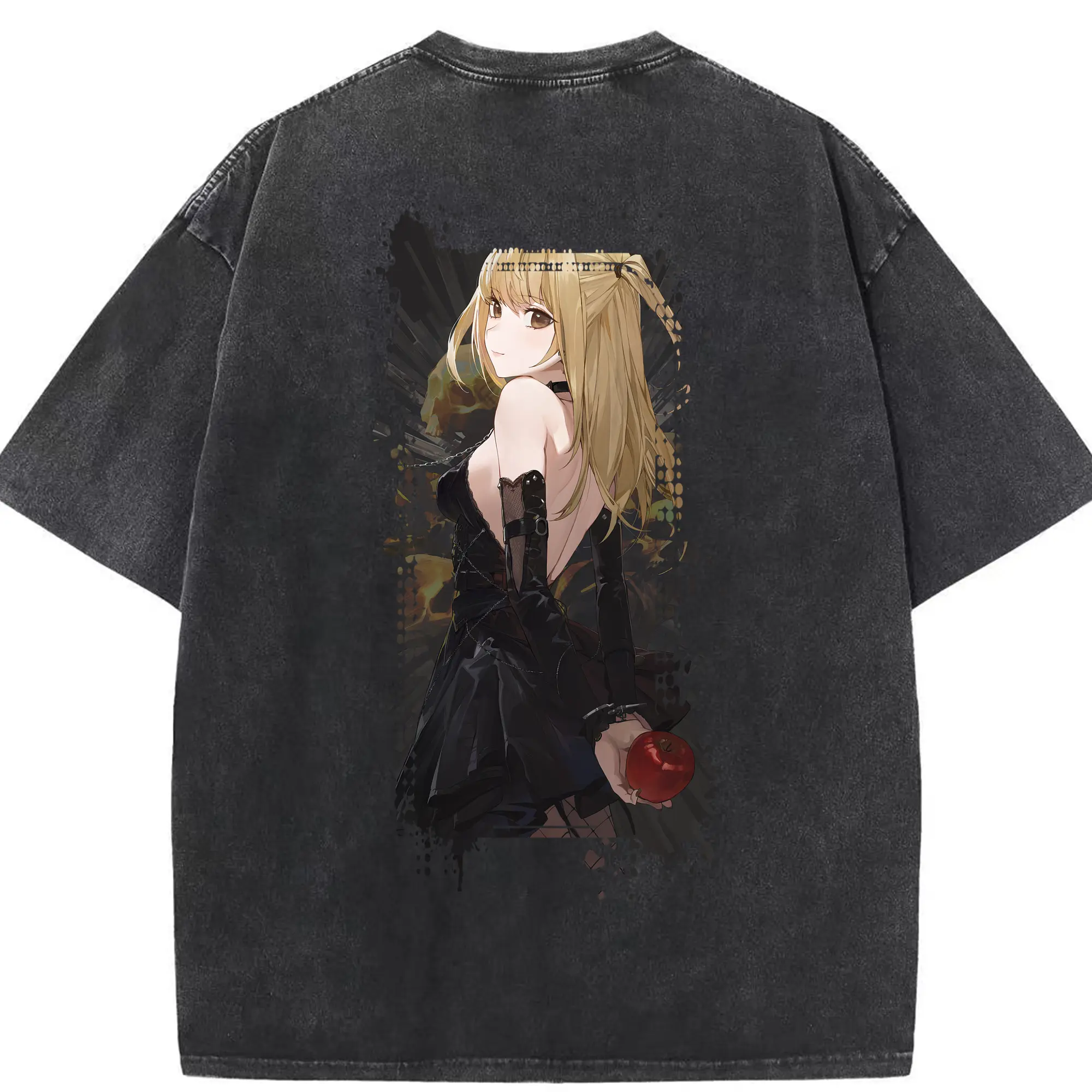 デスノート グッズ,弥海砂 - 綿100％ ヴィンテージ風 半袖Tシャツ ・ 背面プリント ・ 柔らか肌触り ・ 通気性 快適 ・ スポーツ カジュアル 外出用