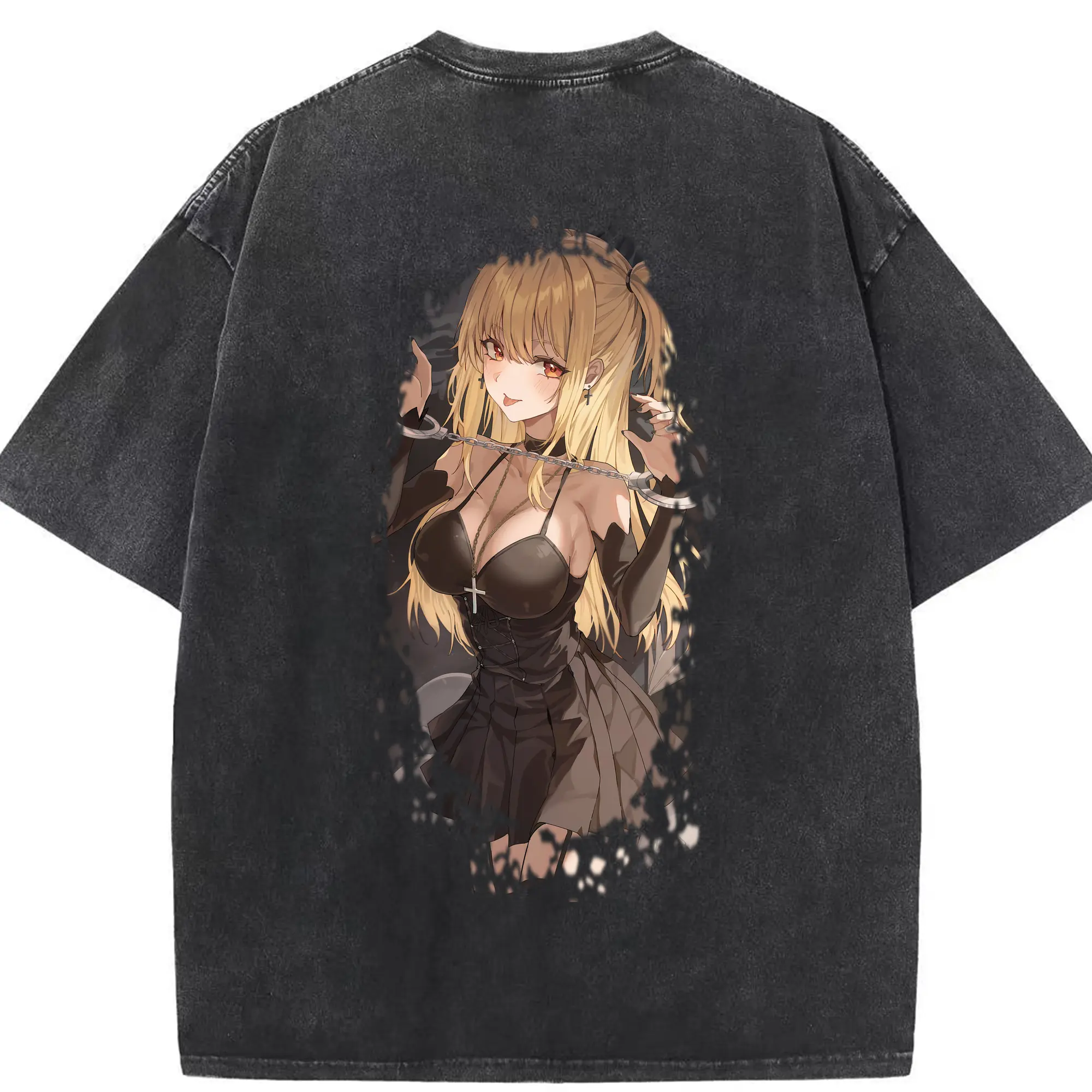 デスノート グッズ,弥海砂 - 綿100％ ヴィンテージ風 半袖Tシャツ ・ 背面プリント ・ 柔らか肌触り ・ 通気性 快適 ・ スポーツ カジュアル 外出用