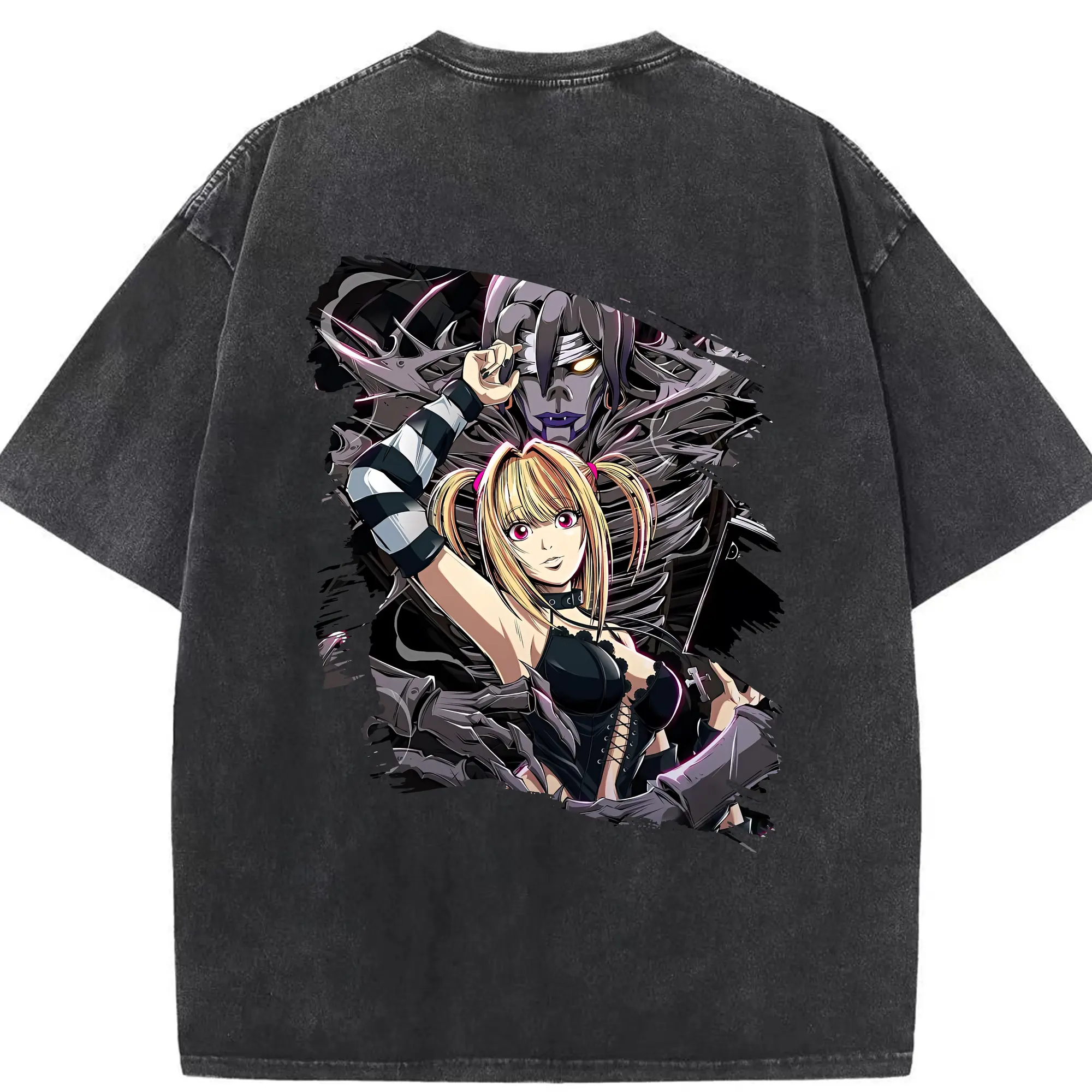 デスノート グッズ,弥海砂 - 綿100％ ヴィンテージ風 半袖Tシャツ ・ 背面プリント ・ 柔らか肌触り ・ 通気性 快適 ・ スポーツ カジュアル 外出用