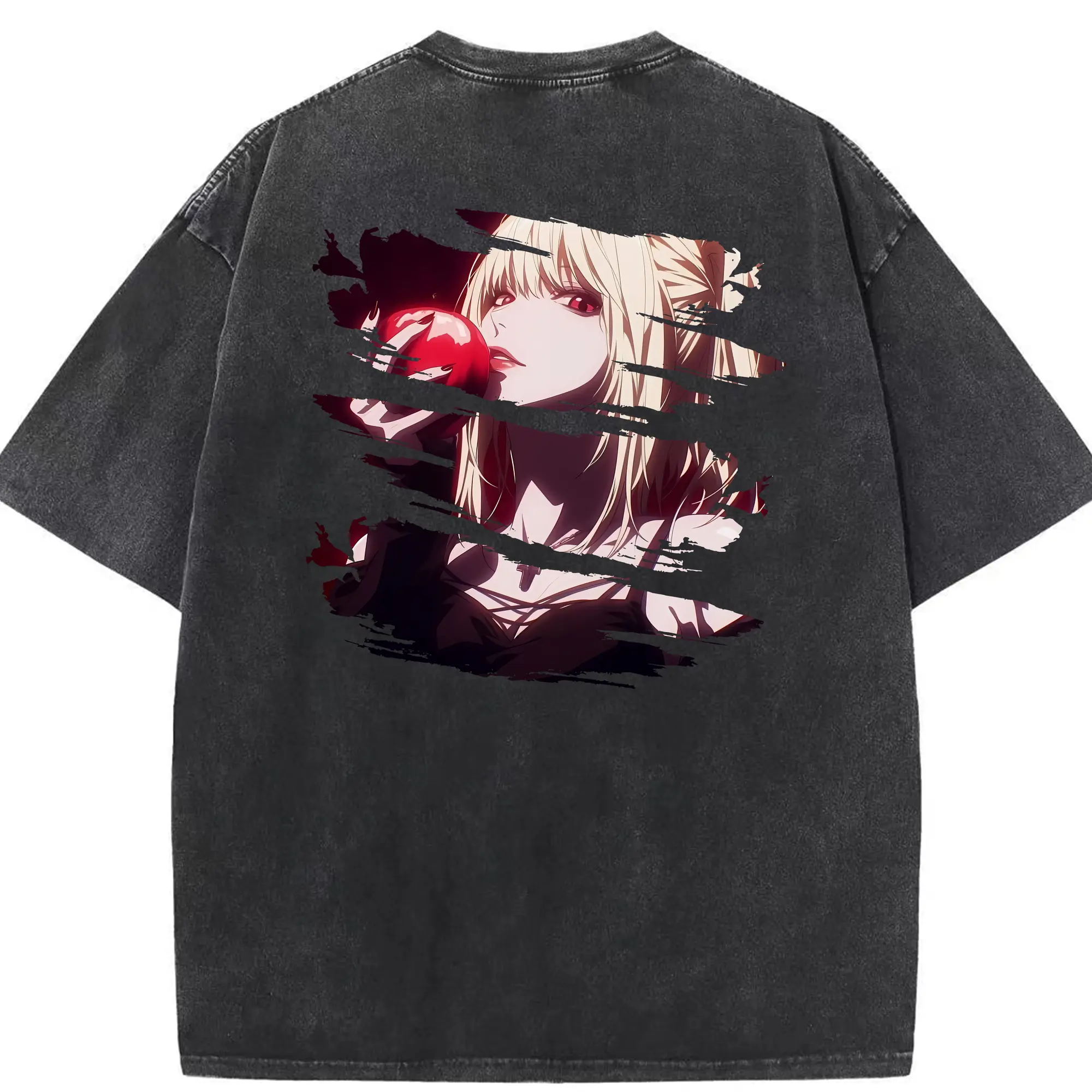 デスノート グッズ,弥海砂 - 綿100％ ヴィンテージ風 半袖Tシャツ ・ 背面プリント ・ 柔らか肌触り ・ 通気性 快適 ・ スポーツ カジュアル 外出用