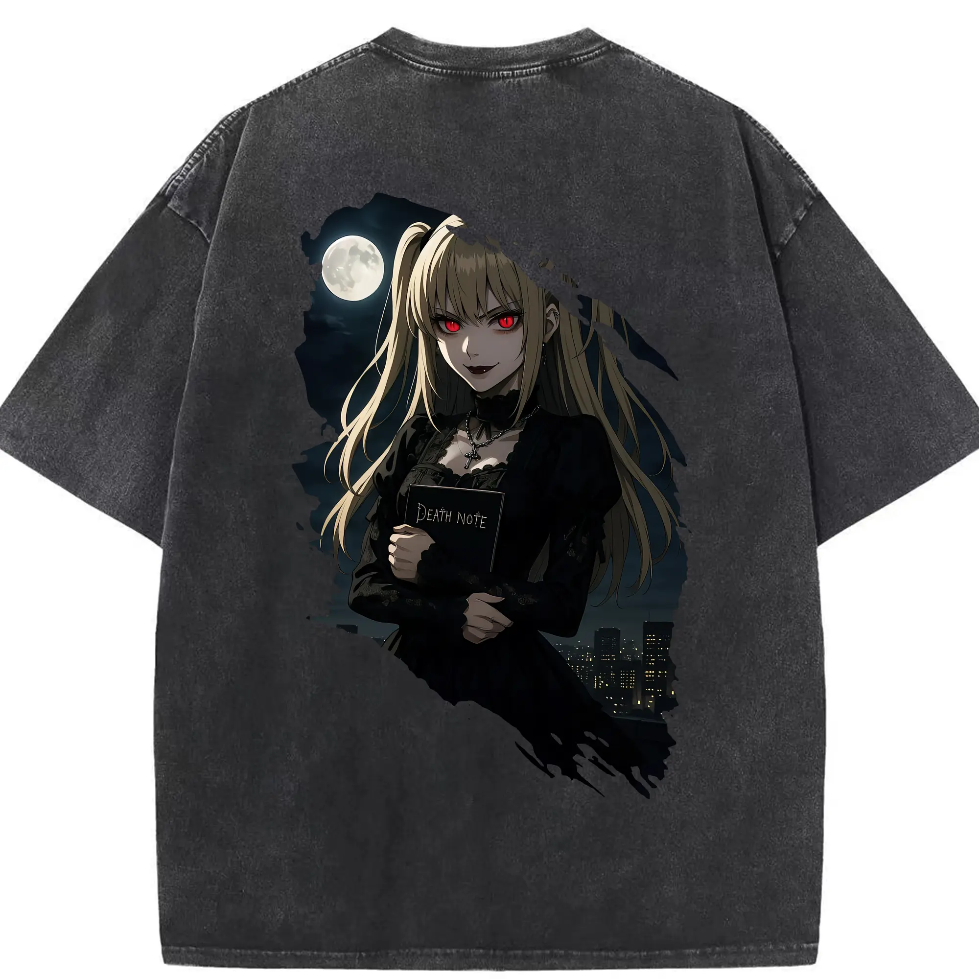 デスノート グッズ,弥海砂 - 綿100％ ヴィンテージ風 半袖Tシャツ ・ 背面プリント ・ 柔らか肌触り ・ 通気性 快適 ・ スポーツ カジュアル 外出用