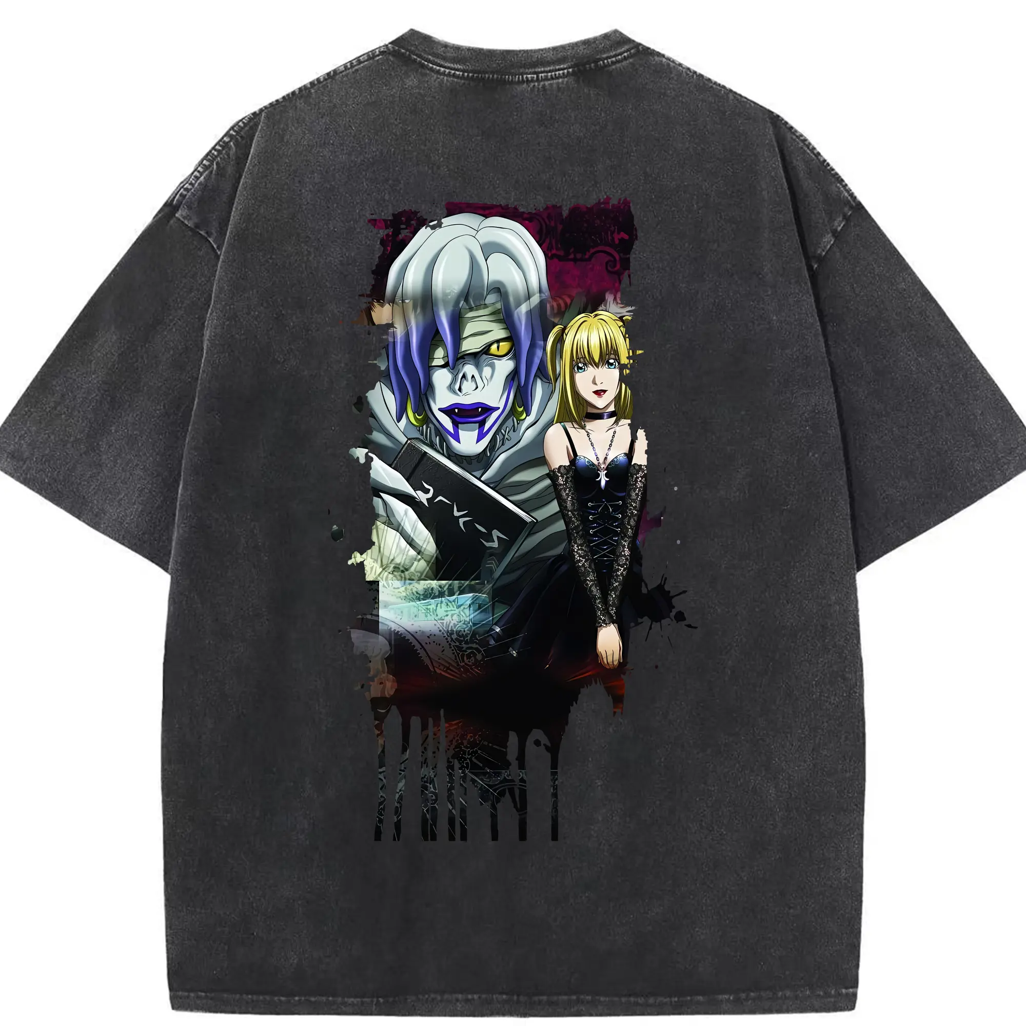 デスノート グッズ,弥海砂 - 綿100％ ヴィンテージ風 半袖Tシャツ ・ 背面プリント ・ 柔らか肌触り ・ 通気性 快適 ・ スポーツ カジュアル 外出用