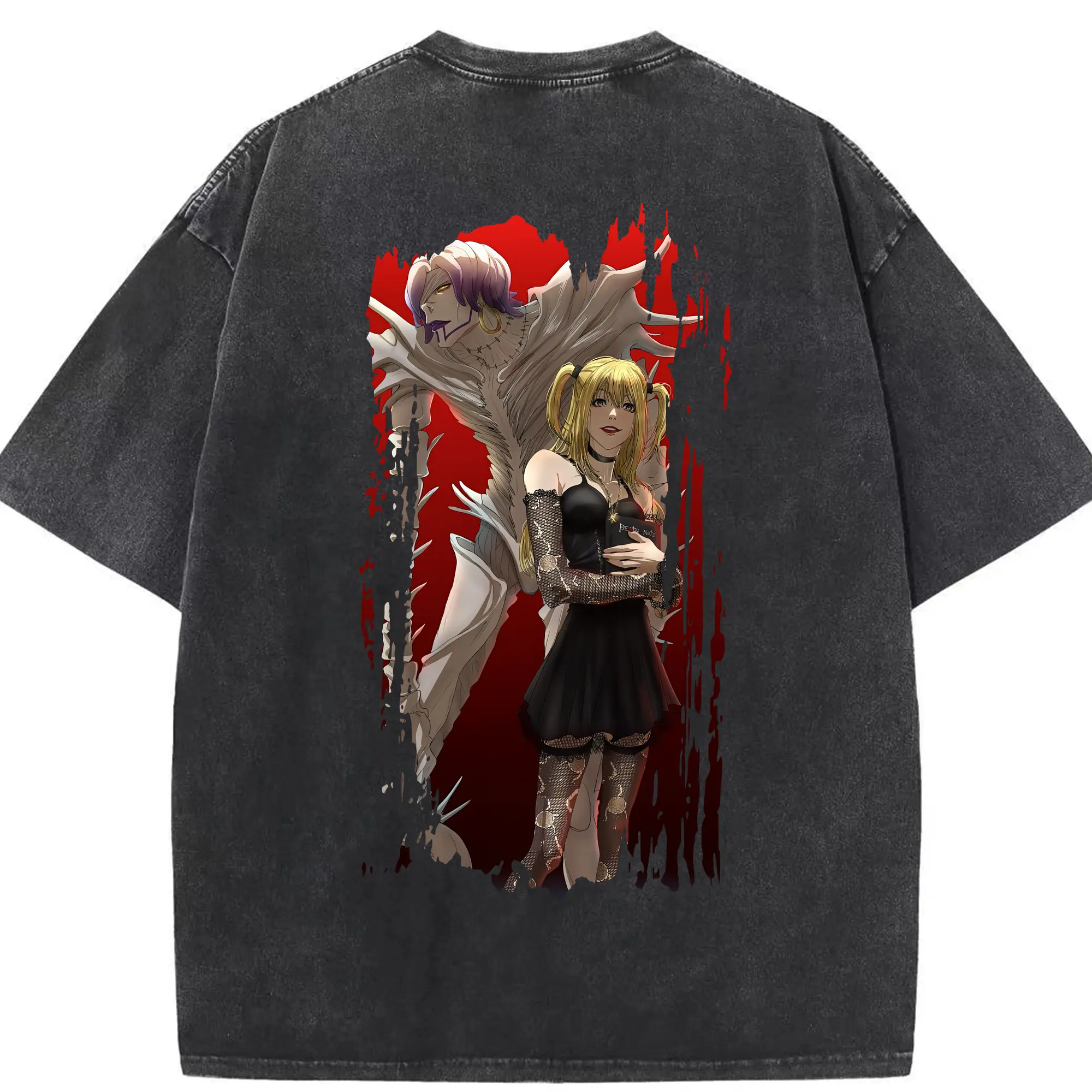 デスノート グッズ,弥海砂 - 綿100％ ヴィンテージ風 半袖Tシャツ ・ 背面プリント ・ 柔らか肌触り ・ 通気性 快適 ・ スポーツ カジュアル 外出用