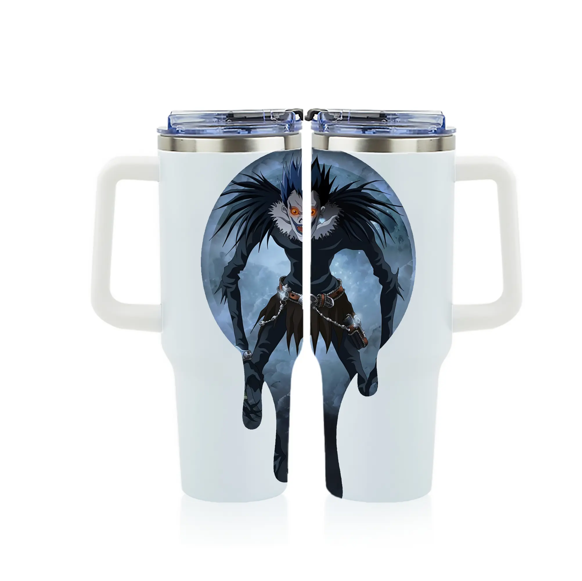 デスノート グッズ,リューク - 1200mL フルプリント車用タンブラー ・ 304ステンレス 内側 ・ 201ステンレス 外側 ・ 保温 保冷 ・ 通勤 ドライブ アウトドア用