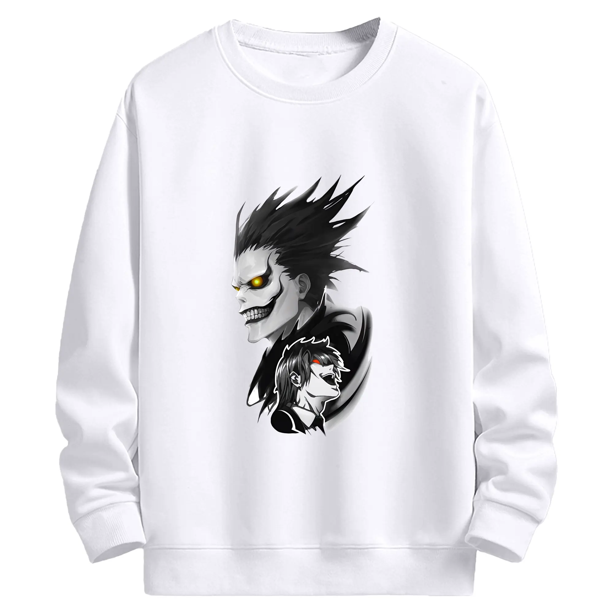 デスノート グッズ,リューク - 高品質 クルーネック スウェット ・ コットン59％ ポリエステル41％ ・ ユニセックス 長袖 トレーナー ・ カジュアル デイリー スポーツ 散歩用