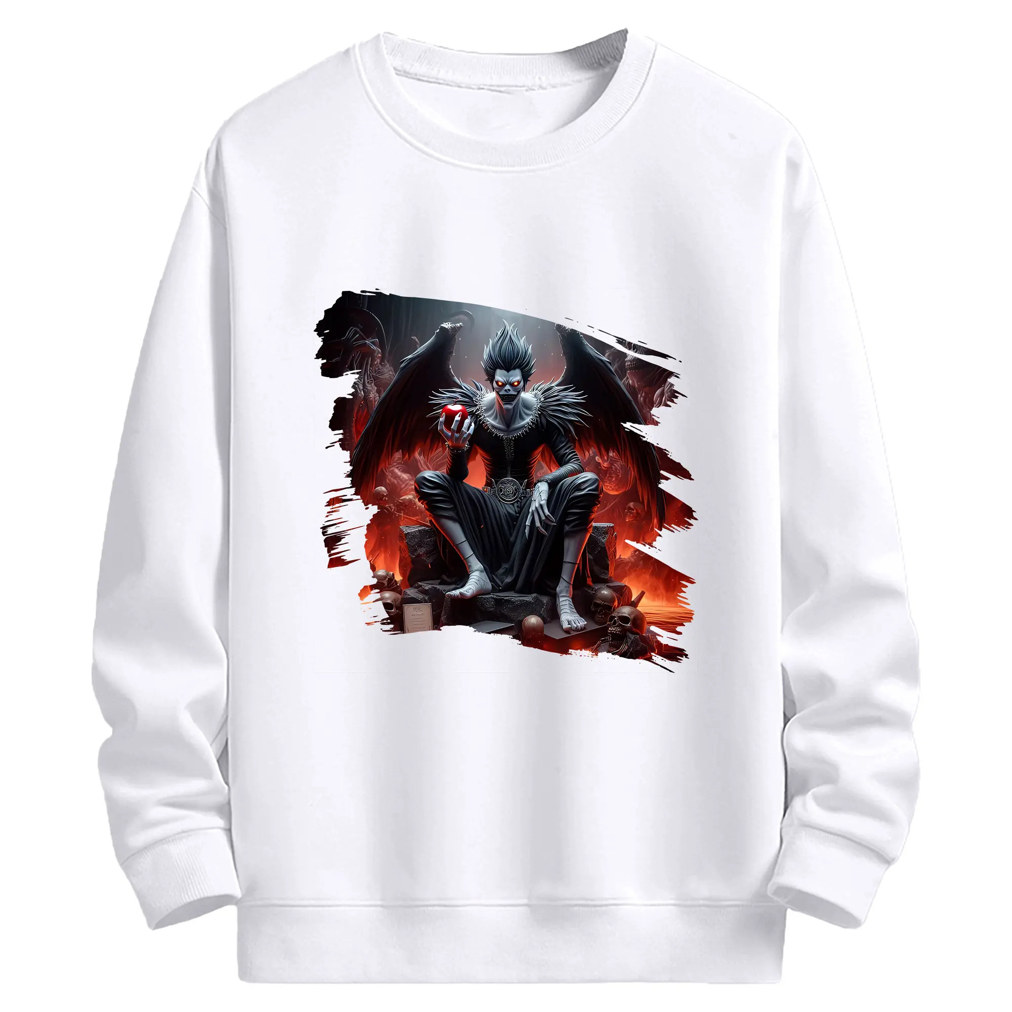 デスノート グッズ,リューク - 高品質 クルーネック スウェット ・ コットン59％ ポリエステル41％ ・ ユニセックス 長袖 トレーナー ・ カジュアル デイリー スポーツ 散歩用