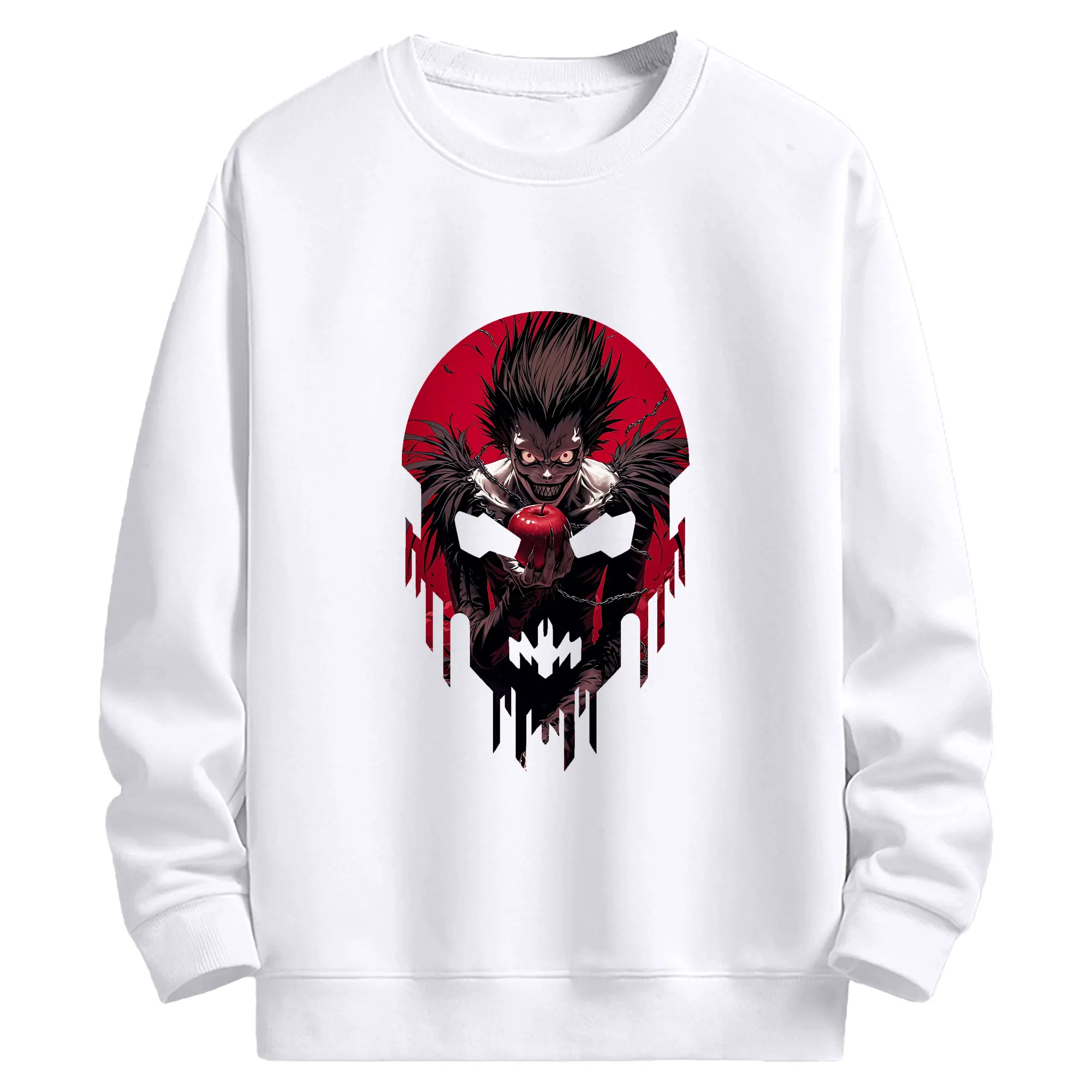 デスノート グッズ,リューク - 高品質 クルーネック スウェット ・ コットン59％ ポリエステル41％ ・ ユニセックス 長袖 トレーナー ・ カジュアル デイリー スポーツ 散歩用