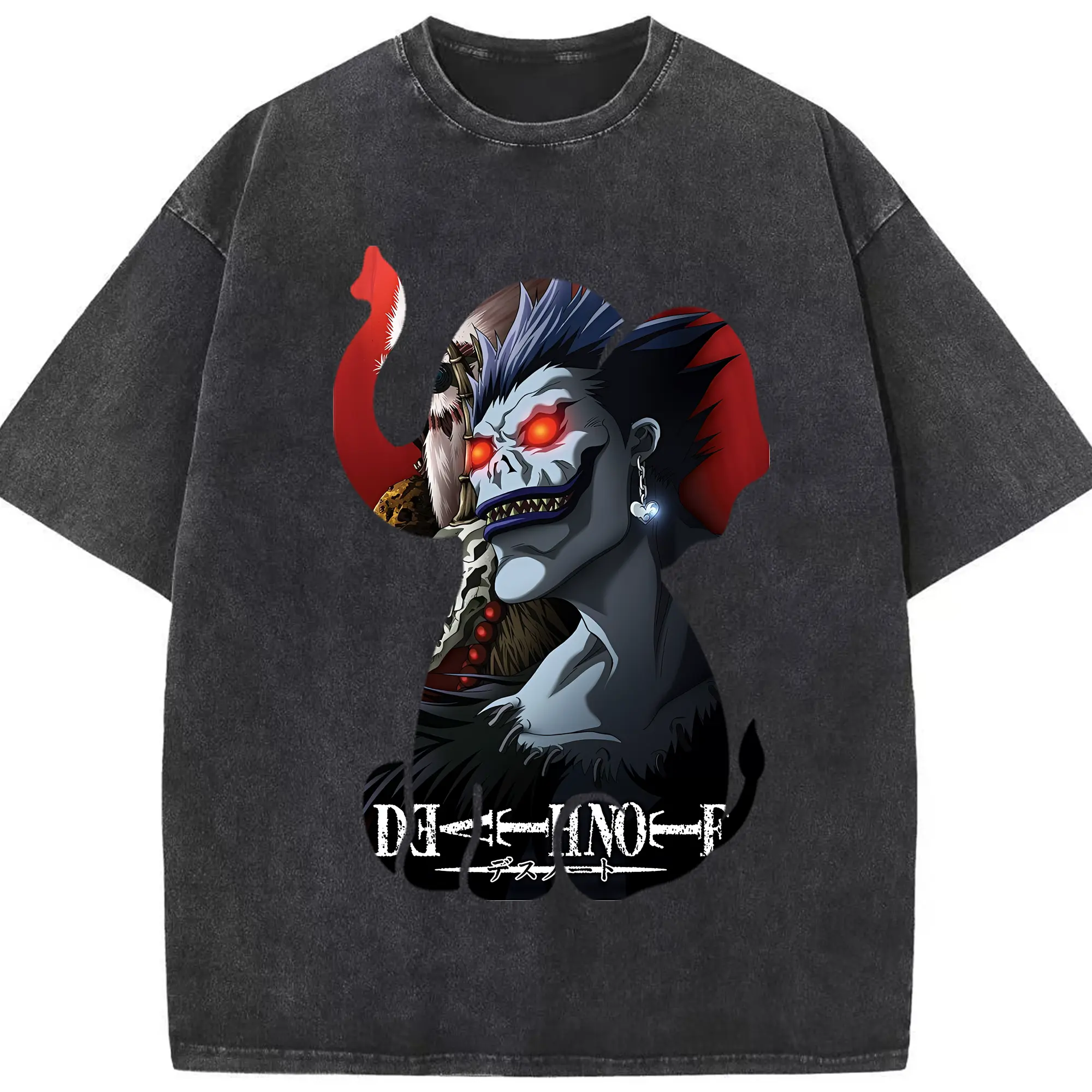 デスノート グッズ,リューク - 綿100％ ヴィンテージ風 半袖Tシャツ ・ フロントプリント ・ 柔らか肌触り ・ 通気性 快適 ・ スポーツ カジュアル 外出用