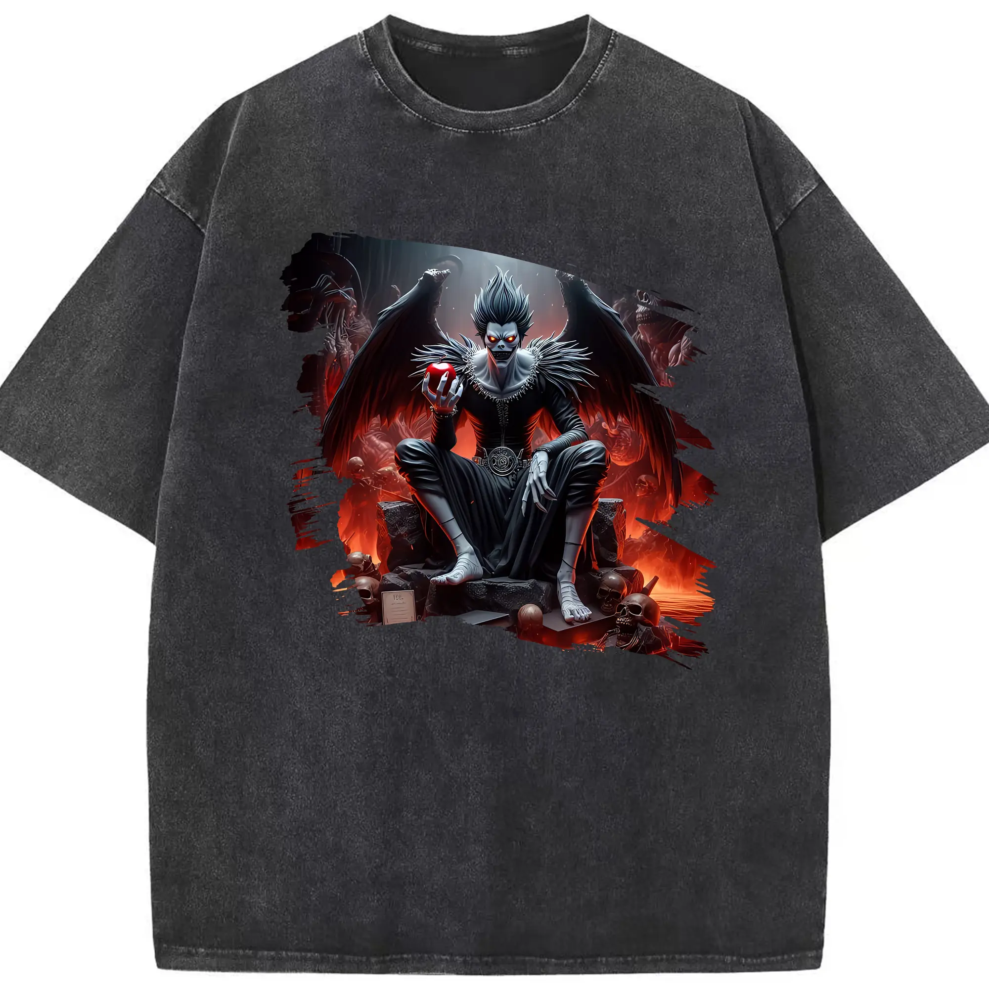 デスノート グッズ,リューク - 綿100％ ヴィンテージ風 半袖Tシャツ ・ フロントプリント ・ 柔らか肌触り ・ 通気性 快適 ・ スポーツ カジュアル 外出用