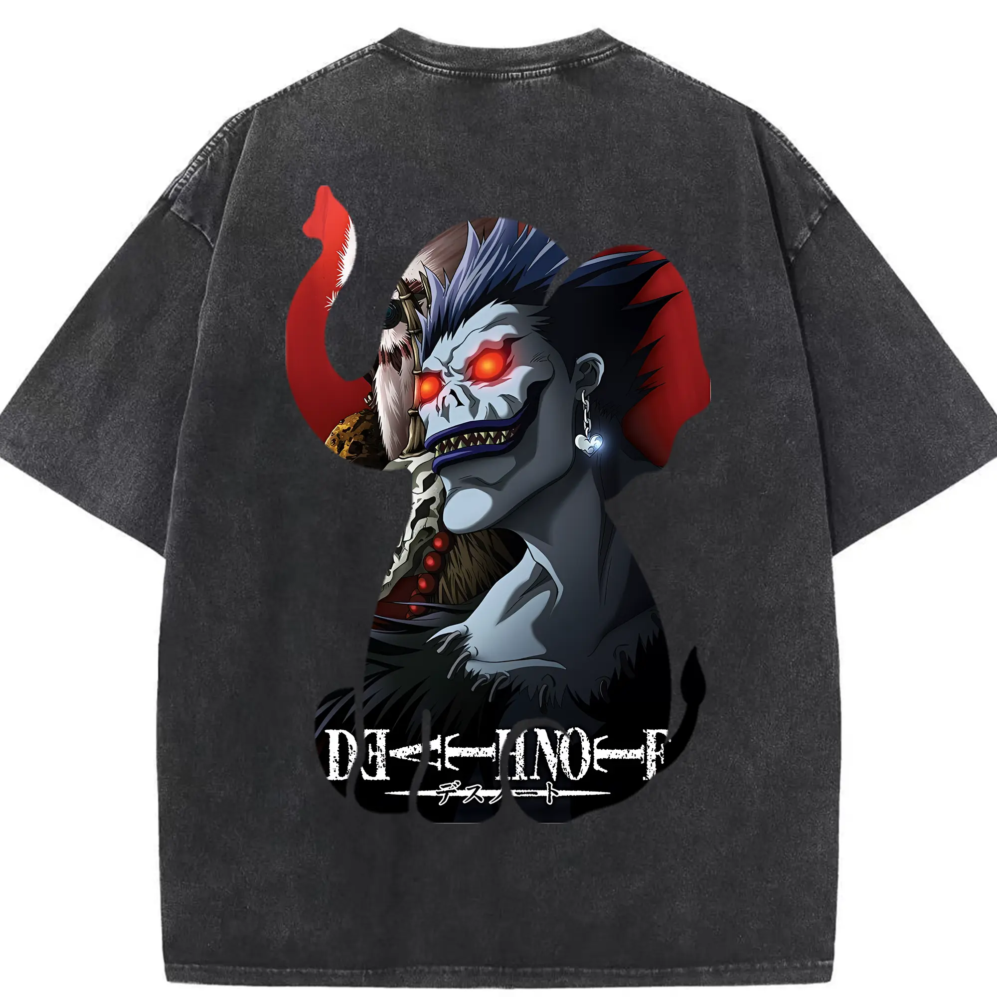 デスノート グッズ,リューク - 綿100％ ヴィンテージ風 半袖Tシャツ ・ 背面プリント ・ 柔らか肌触り ・ 通気性 快適 ・ スポーツ カジュアル 外出用