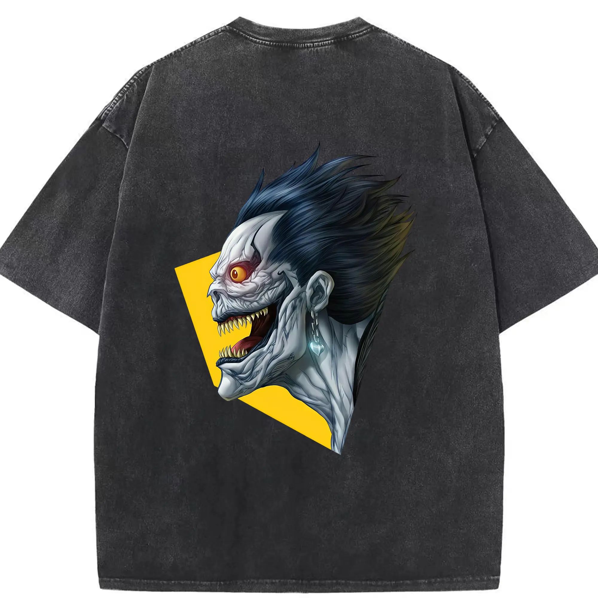 デスノート グッズ,リューク - 綿100％ ヴィンテージ風 半袖Tシャツ ・ 背面プリント ・ 柔らか肌触り ・ 通気性 快適 ・ スポーツ カジュアル 外出用