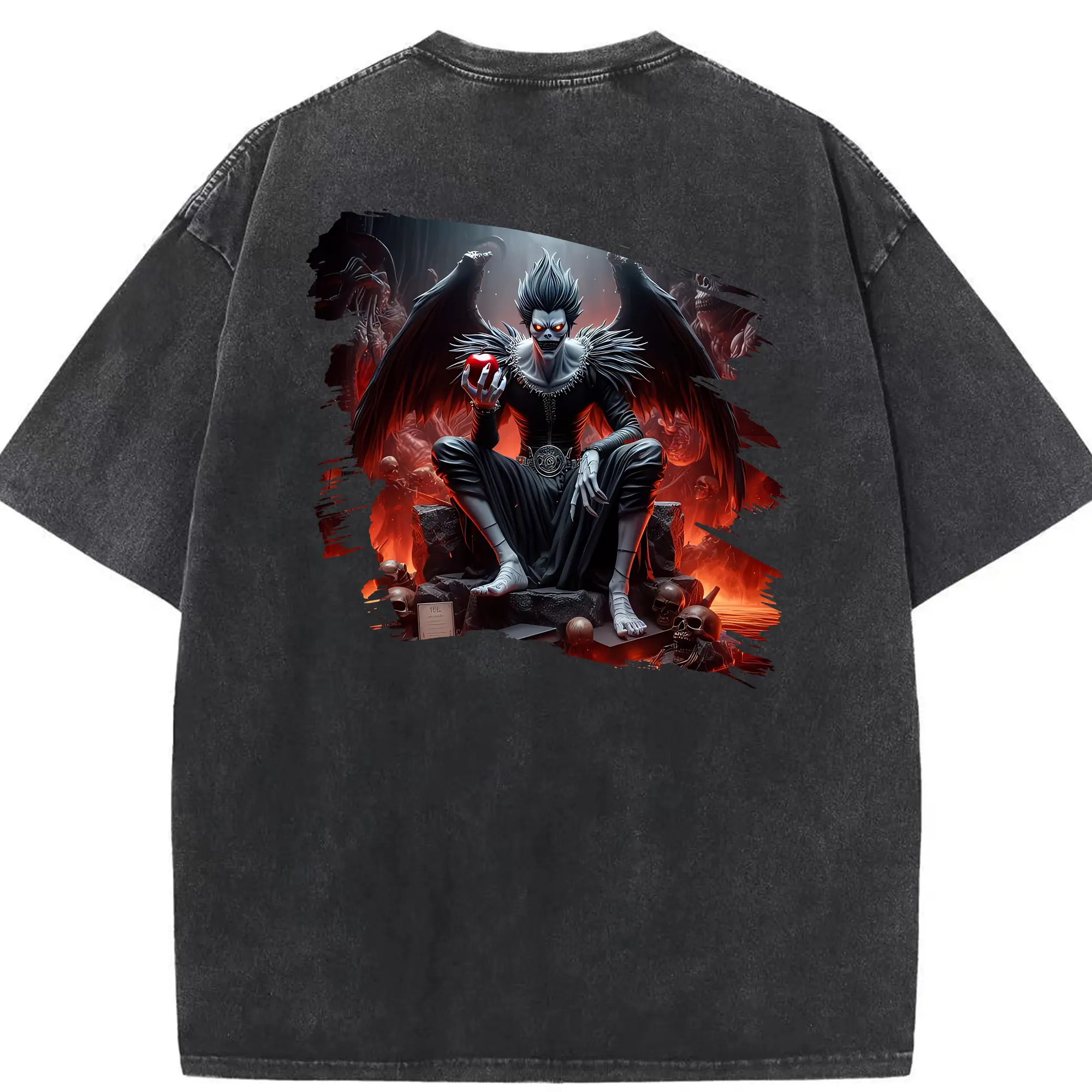 デスノート グッズ,リューク - 綿100％ ヴィンテージ風 半袖Tシャツ ・ 背面プリント ・ 柔らか肌触り ・ 通気性 快適 ・ スポーツ カジュアル 外出用