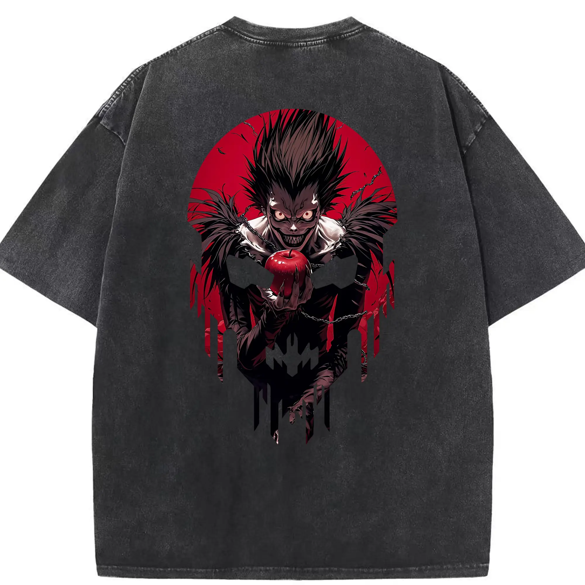 デスノート グッズ,リューク - 綿100％ ヴィンテージ風 半袖Tシャツ ・ 背面プリント ・ 柔らか肌触り ・ 通気性 快適 ・ スポーツ カジュアル 外出用