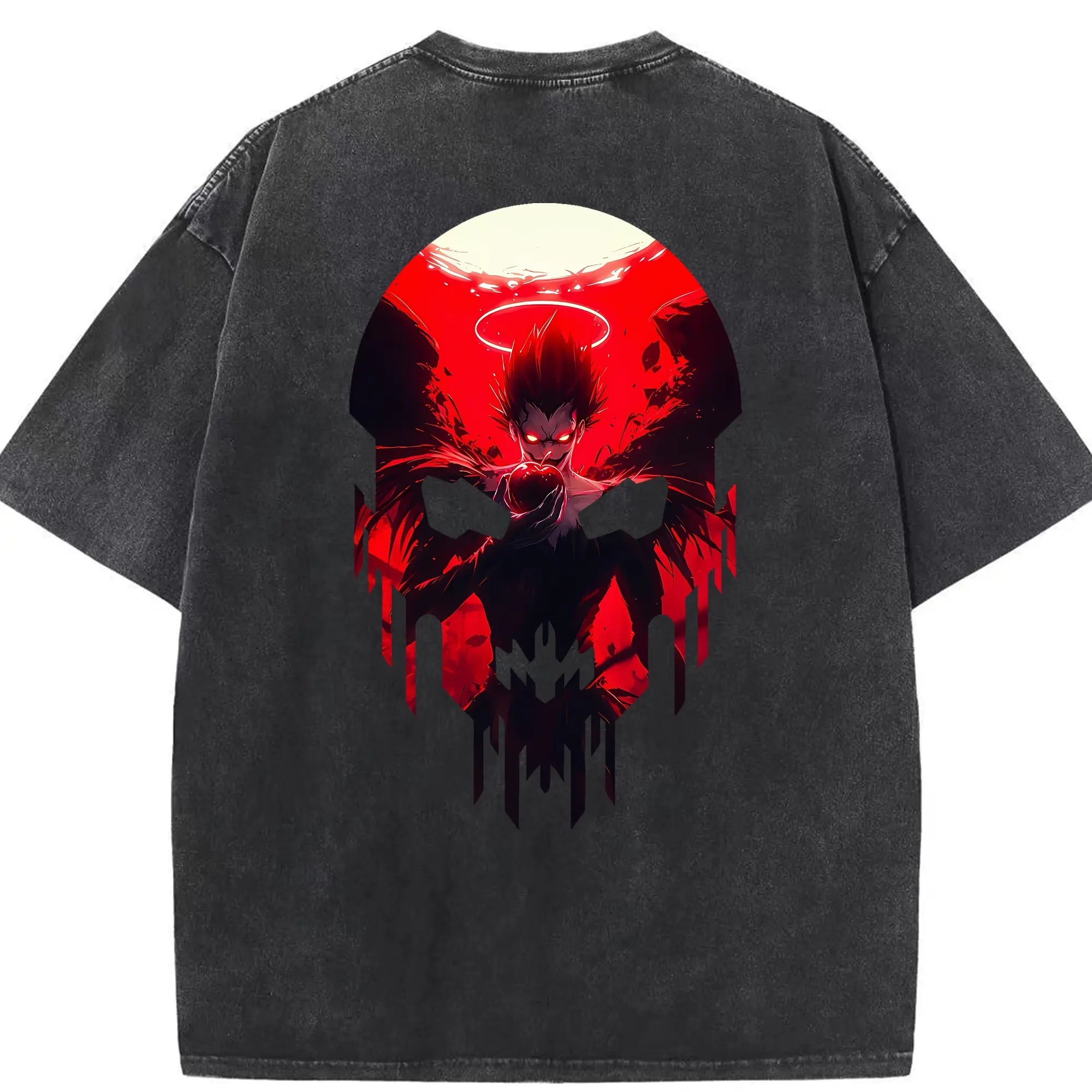 デスノート グッズ,リューク - 綿100％ ヴィンテージ風 半袖Tシャツ ・ 背面プリント ・ 柔らか肌触り ・ 通気性 快適 ・ スポーツ カジュアル 外出用