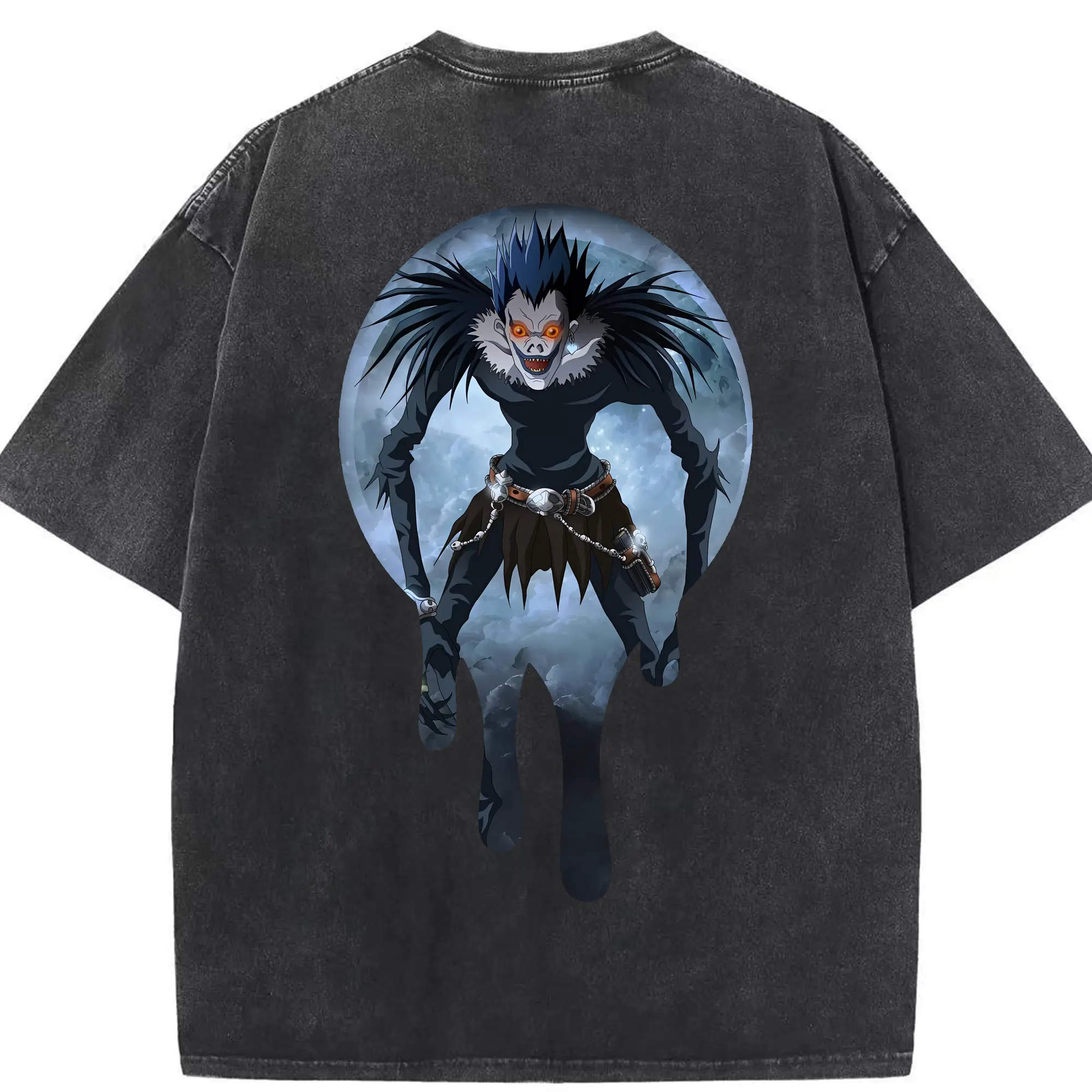 デスノート グッズ,リューク - 綿100％ ヴィンテージ風 半袖Tシャツ ・ 背面プリント ・ 柔らか肌触り ・ 通気性 快適 ・ スポーツ カジュアル 外出用