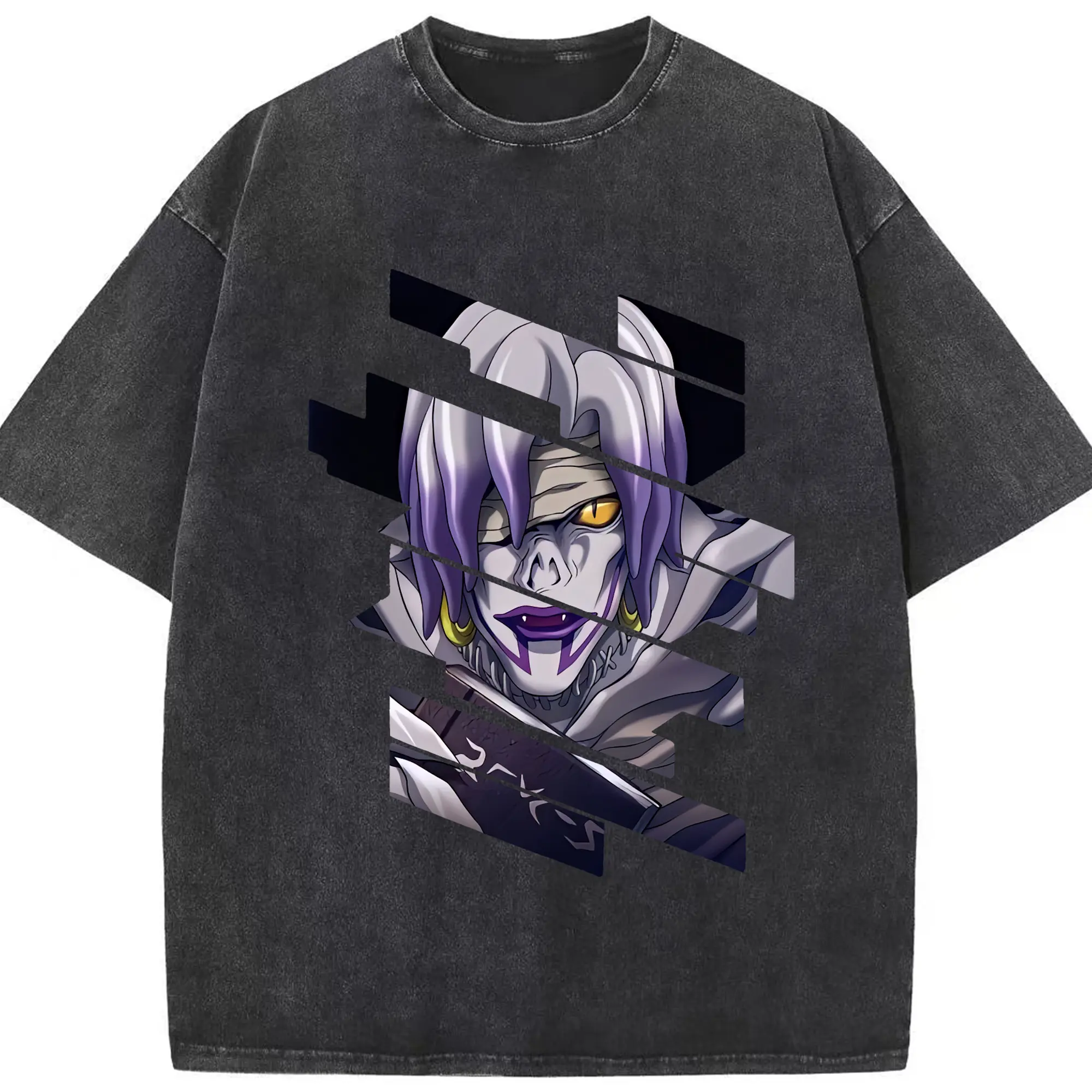 デスノート グッズ,レム - 綿100％ ヴィンテージ風 半袖Tシャツ ・ フロントプリント ・ 柔らか肌触り ・ 通気性 快適 ・ スポーツ カジュアル 外出用