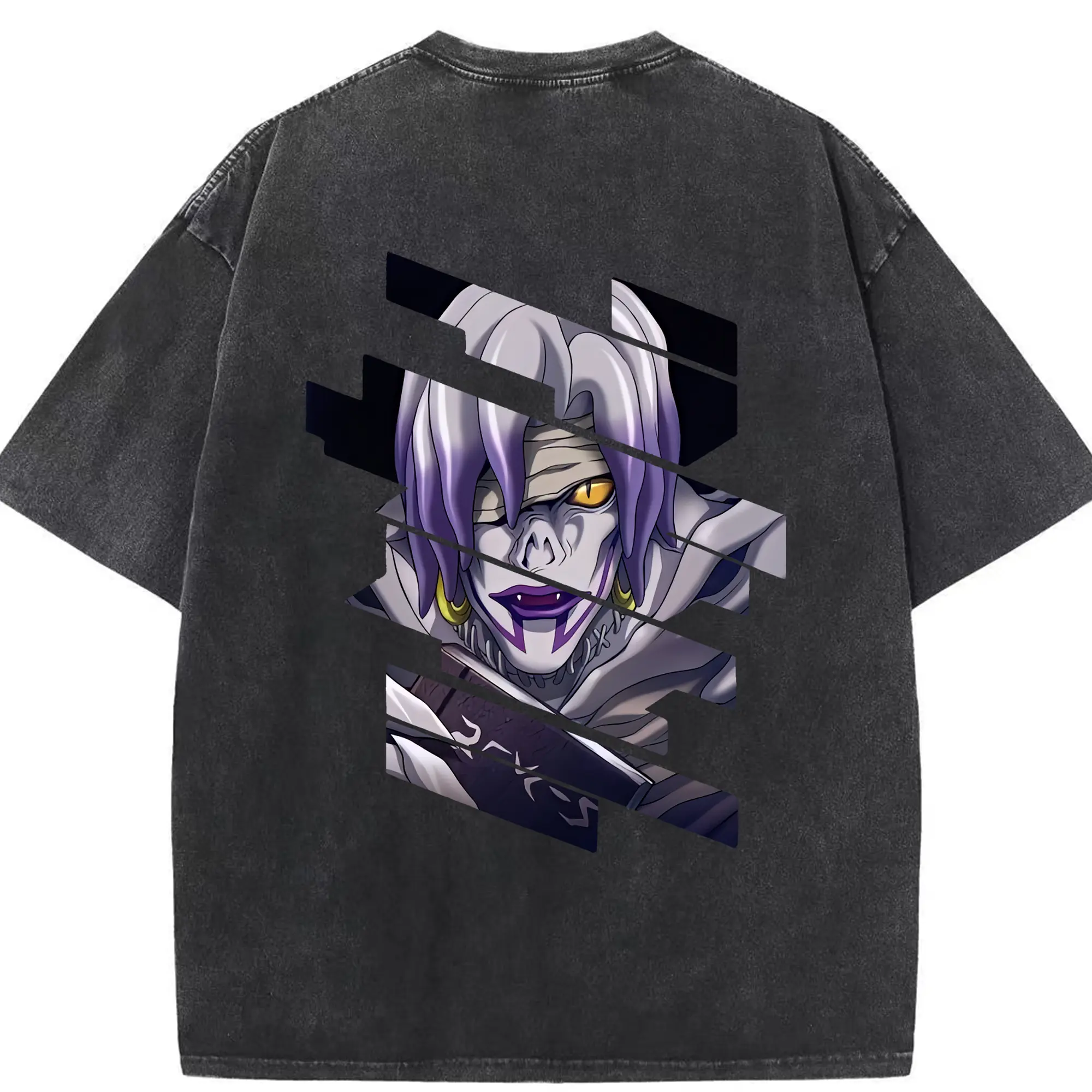 デスノート グッズ,レム - 綿100％ ヴィンテージ風 半袖Tシャツ ・ 背面プリント ・ 柔らか肌触り ・ 通気性 快適 ・ スポーツ カジュアル 外出用