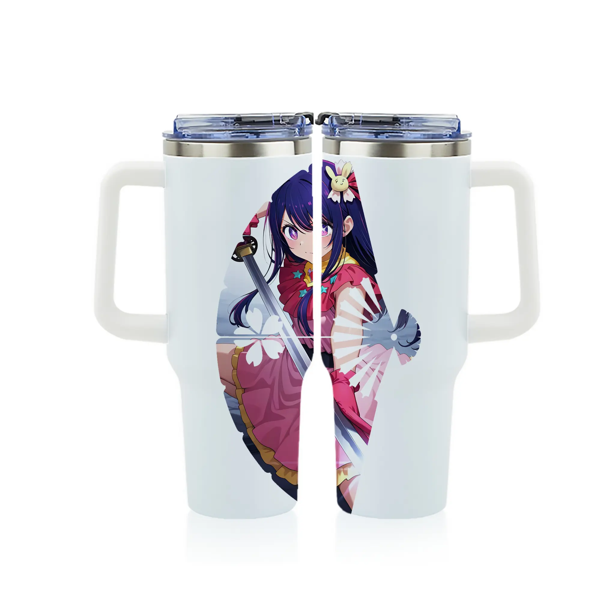 推しの子 グッズ,星野アイ - 1200mL フルプリント車用タンブラー ・ 304ステンレス 内側 ・ 201ステンレス 外側 ・ 保温 保冷 ・ 通勤 ドライブ アウトドア用