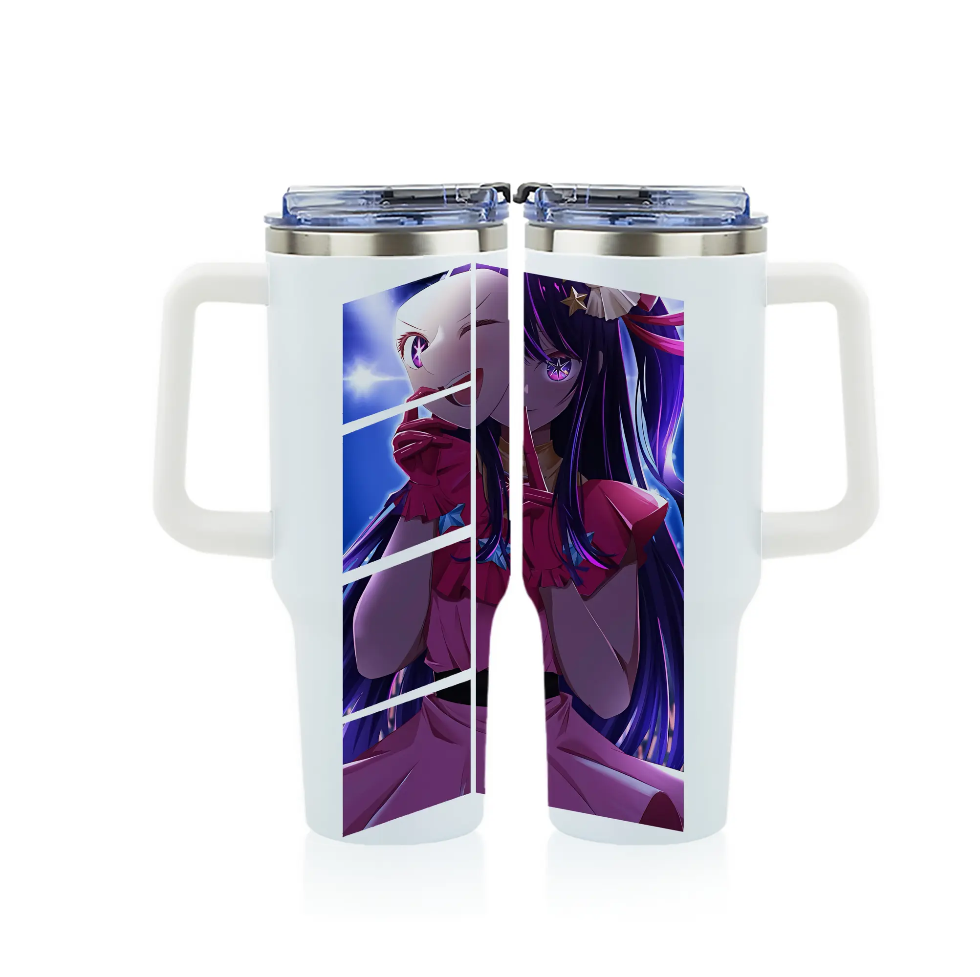 推しの子 グッズ,星野アイ - 1200mL フルプリント車用タンブラー ・ 304ステンレス 内側 ・ 201ステンレス 外側 ・ 保温 保冷 ・ 通勤 ドライブ アウトドア用