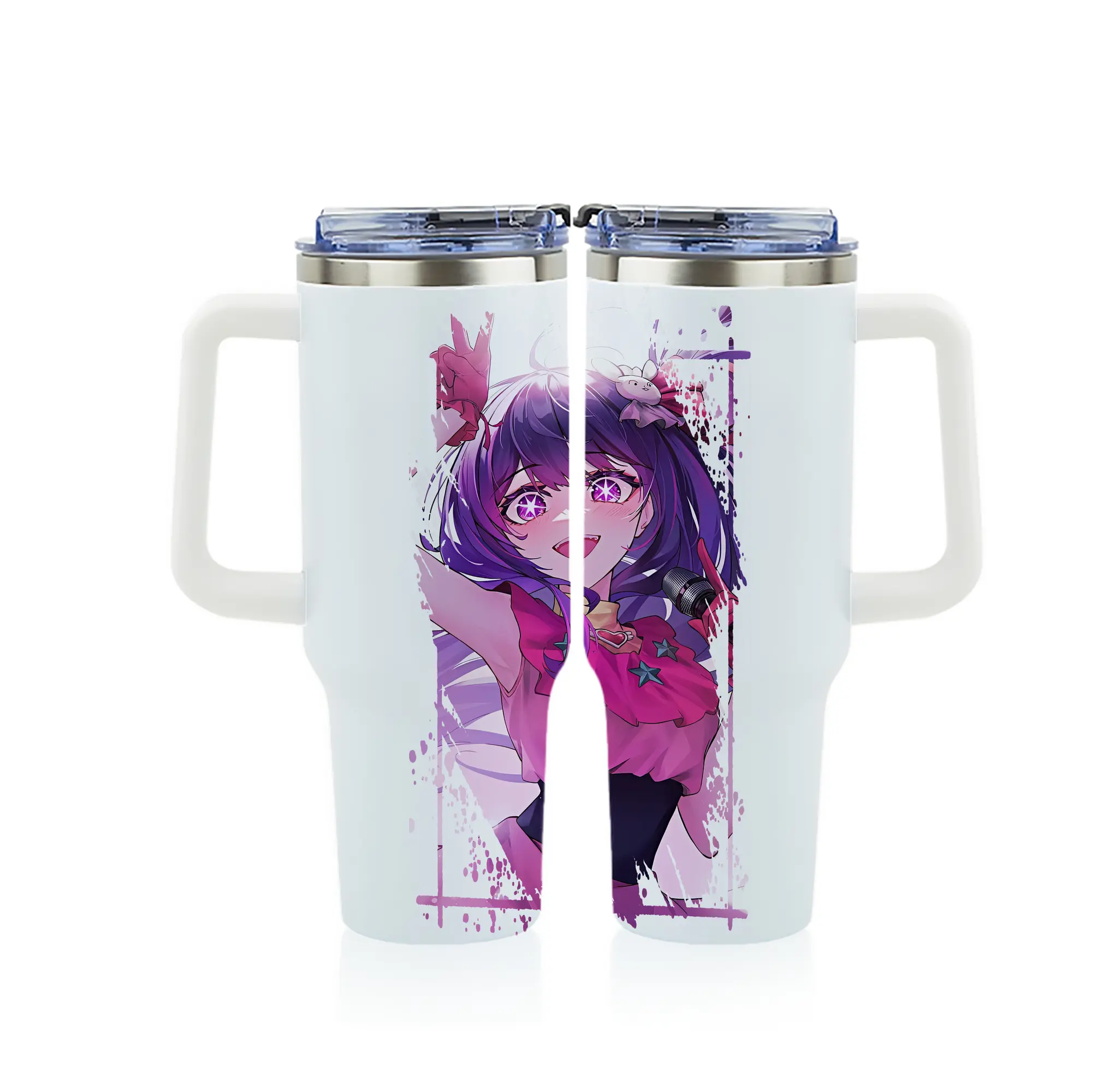 推しの子 グッズ,星野アイ - 1200mL フルプリント車用タンブラー ・ 304ステンレス 内側 ・ 201ステンレス 外側 ・ 保温 保冷 ・ 通勤 ドライブ アウトドア用