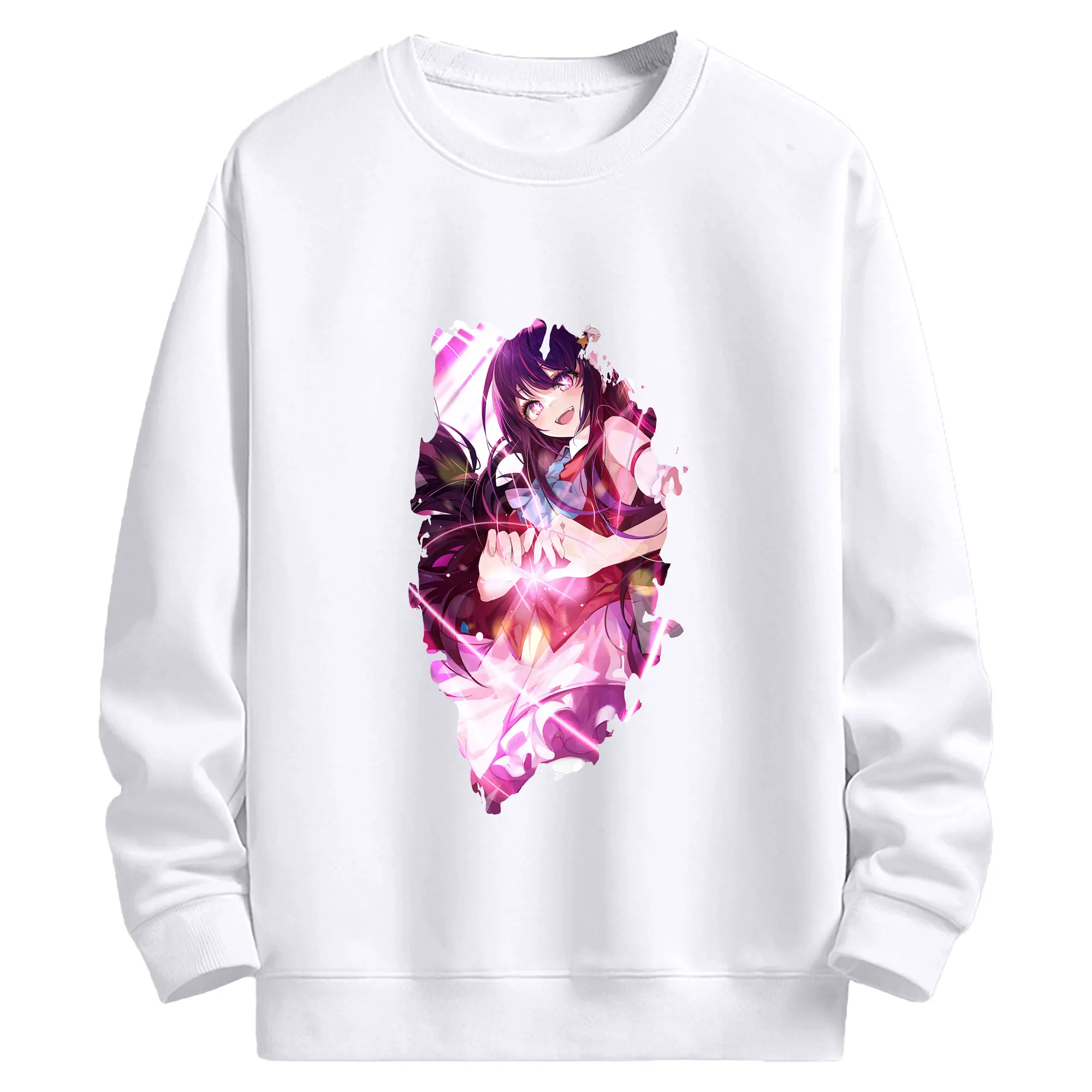 推しの子 グッズ,星野アイ - 高品質 クルーネック スウェット ・ コットン59％ ポリエステル41％ ・ ユニセックス 長袖 トレーナー ・ カジュアル デイリー スポーツ 散歩用