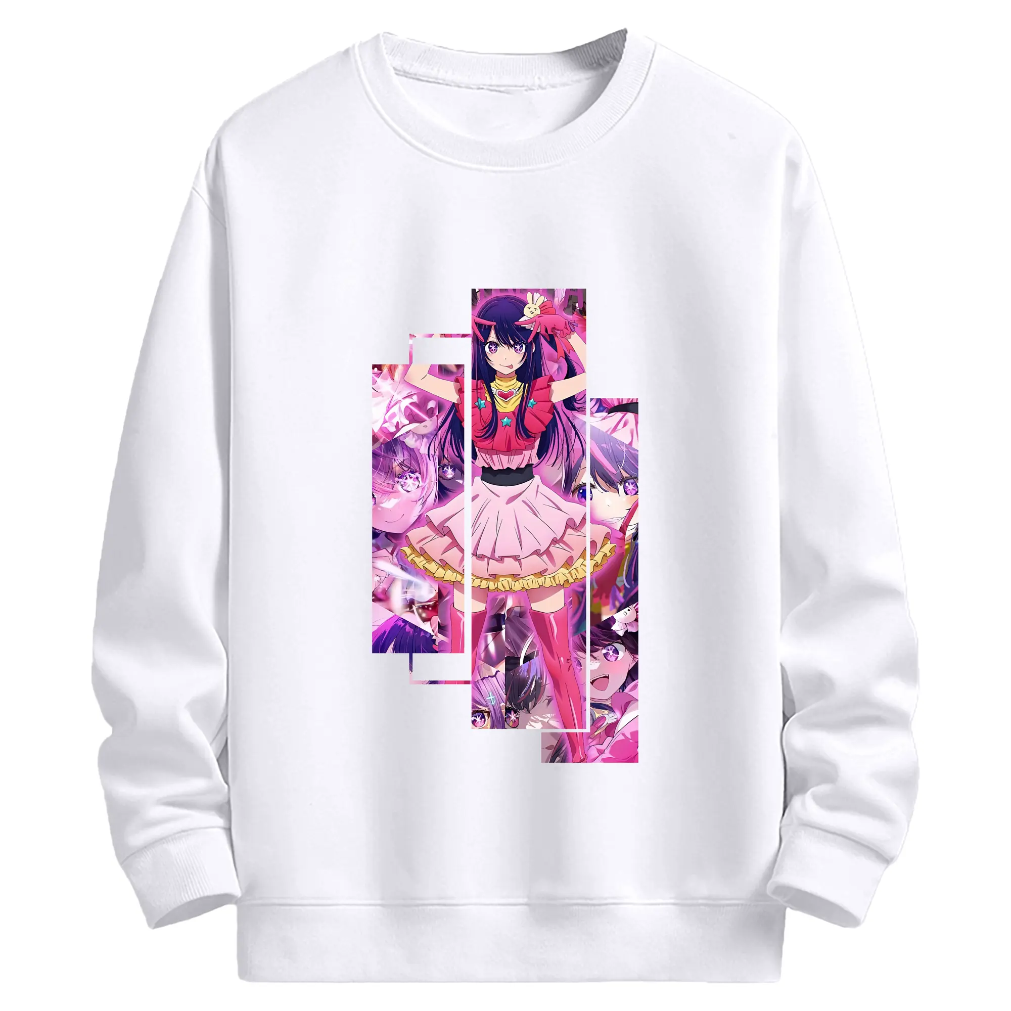 推しの子 グッズ,星野アイ - 高品質 クルーネック スウェット ・ コットン59％ ポリエステル41％ ・ ユニセックス 長袖 トレーナー ・ カジュアル デイリー スポーツ 散歩用