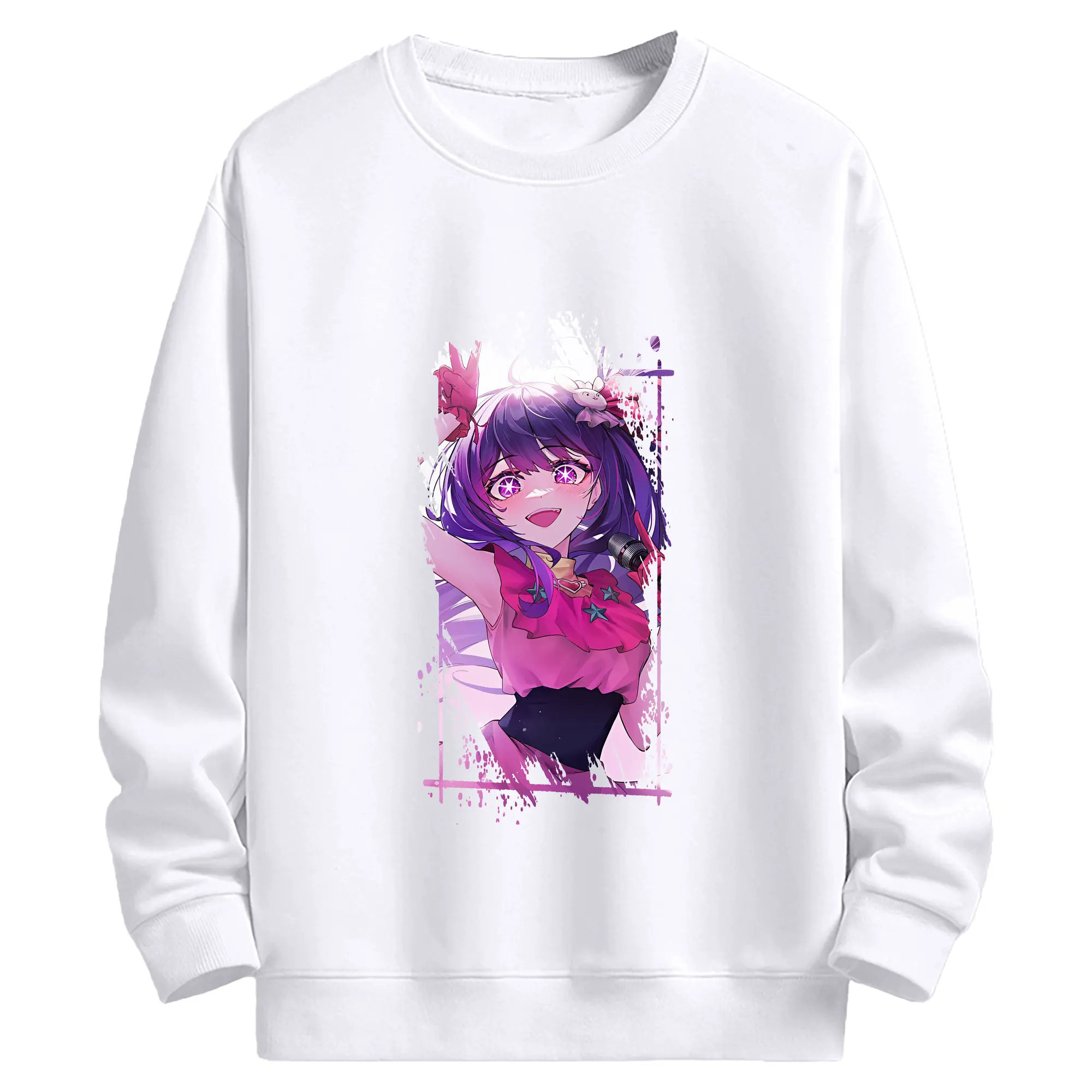 推しの子 グッズ,星野アイ - 高品質 クルーネック スウェット ・ コットン59％ ポリエステル41％ ・ ユニセックス 長袖 トレーナー ・ カジュアル デイリー スポーツ 散歩用