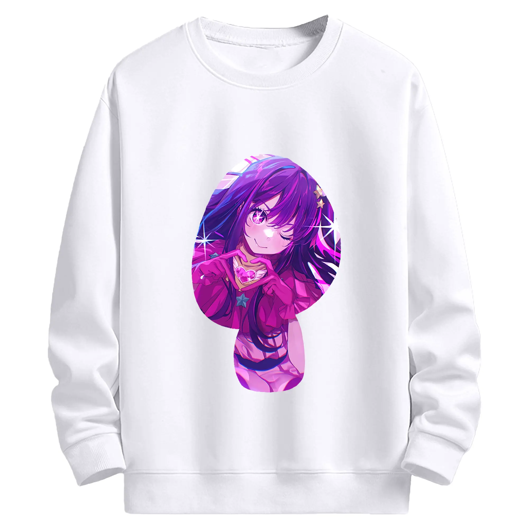 推しの子 グッズ,星野アイ - 高品質 クルーネック スウェット ・ コットン59％ ポリエステル41％ ・ ユニセックス 長袖 トレーナー ・ カジュアル デイリー スポーツ 散歩用